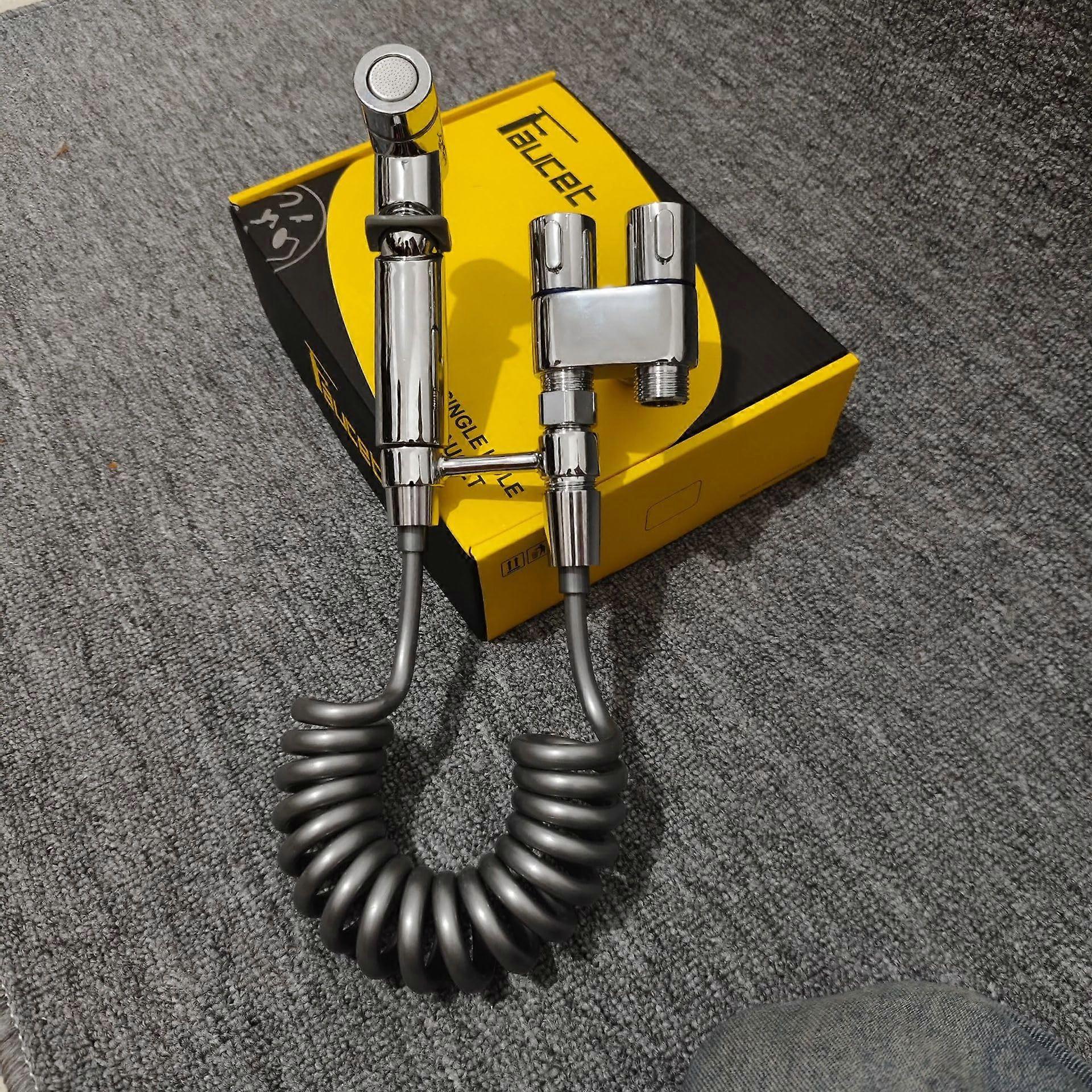 Toilet Flushing Bidet Sprayer Nozzle, G1/2 Metal Valve Body, Handheld Bidet Sprayer For Toilet And Bathtub, Silver