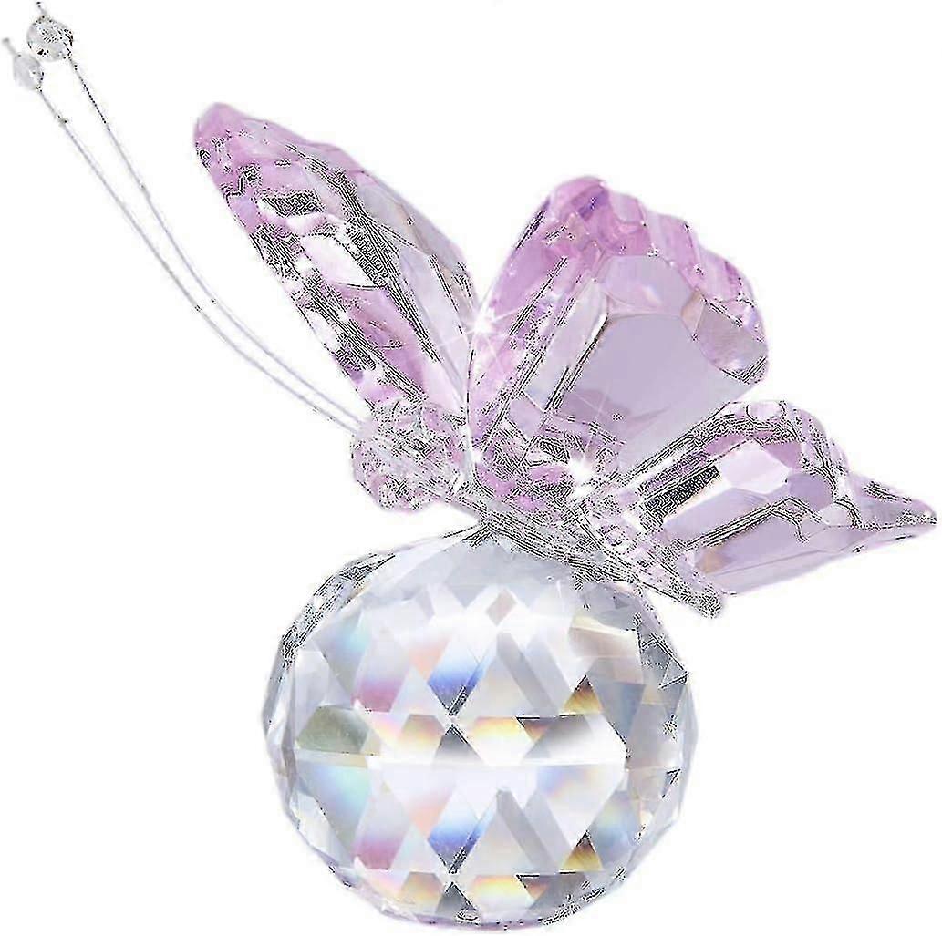 Decorative Flying Butterfly Crystal Figurine With Glass Ball Base,crystal Butterfly Figurine Paperweight Home Decor Hao