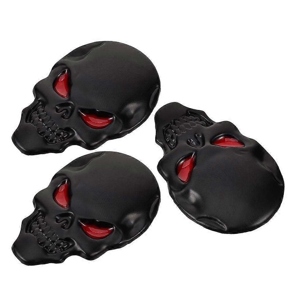 3Pcs Skull Logo Stickers For Car Enthusiasts Durable Decorative Emblems For Vehicles With Demon Design 5X3.3X0.3Cm