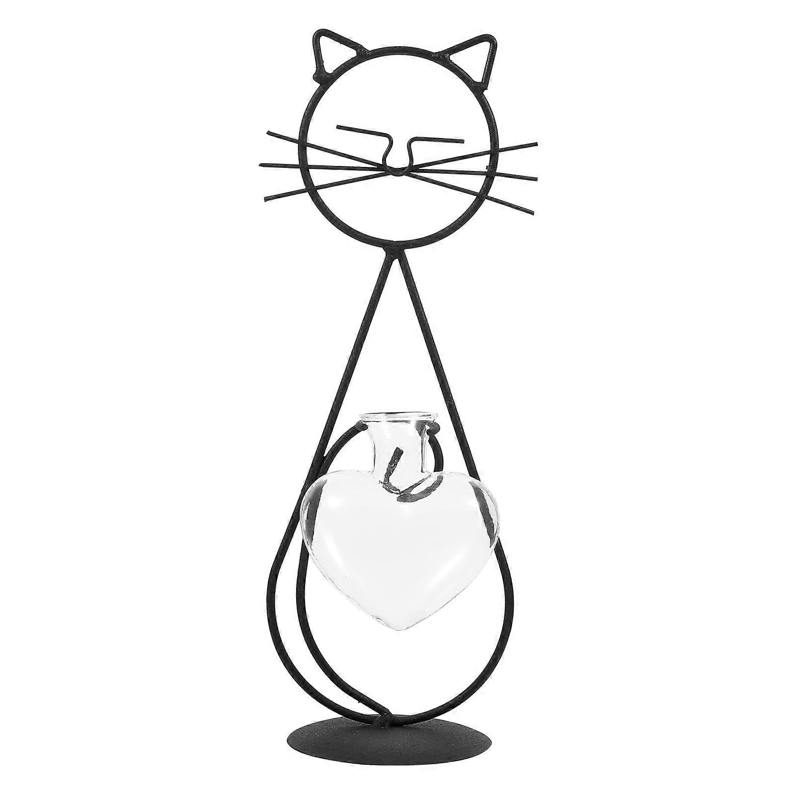 Iron Frame Vases Glass Plants Container for Hydroponic Use 3Pcs