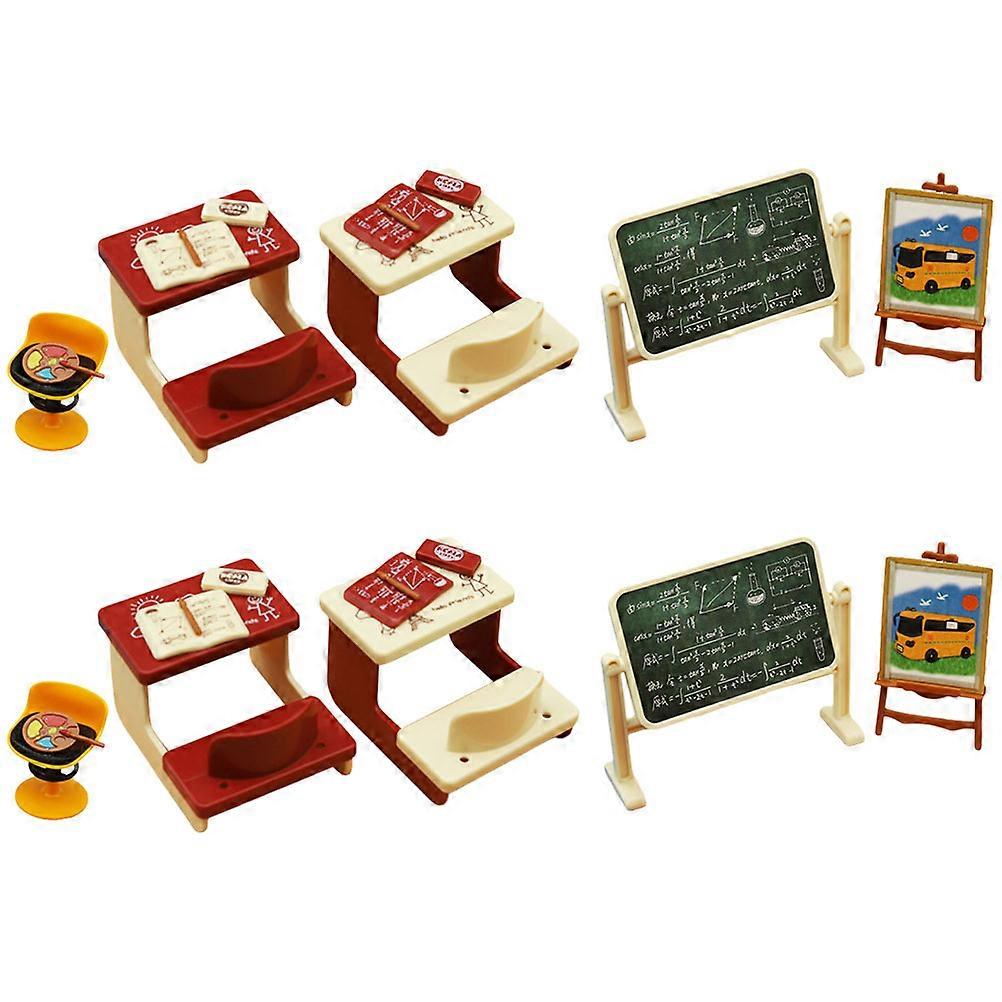 Mini Toys Doll Mini Desk Mini House Decorations Multi Plastic Decorative for 2 Sets