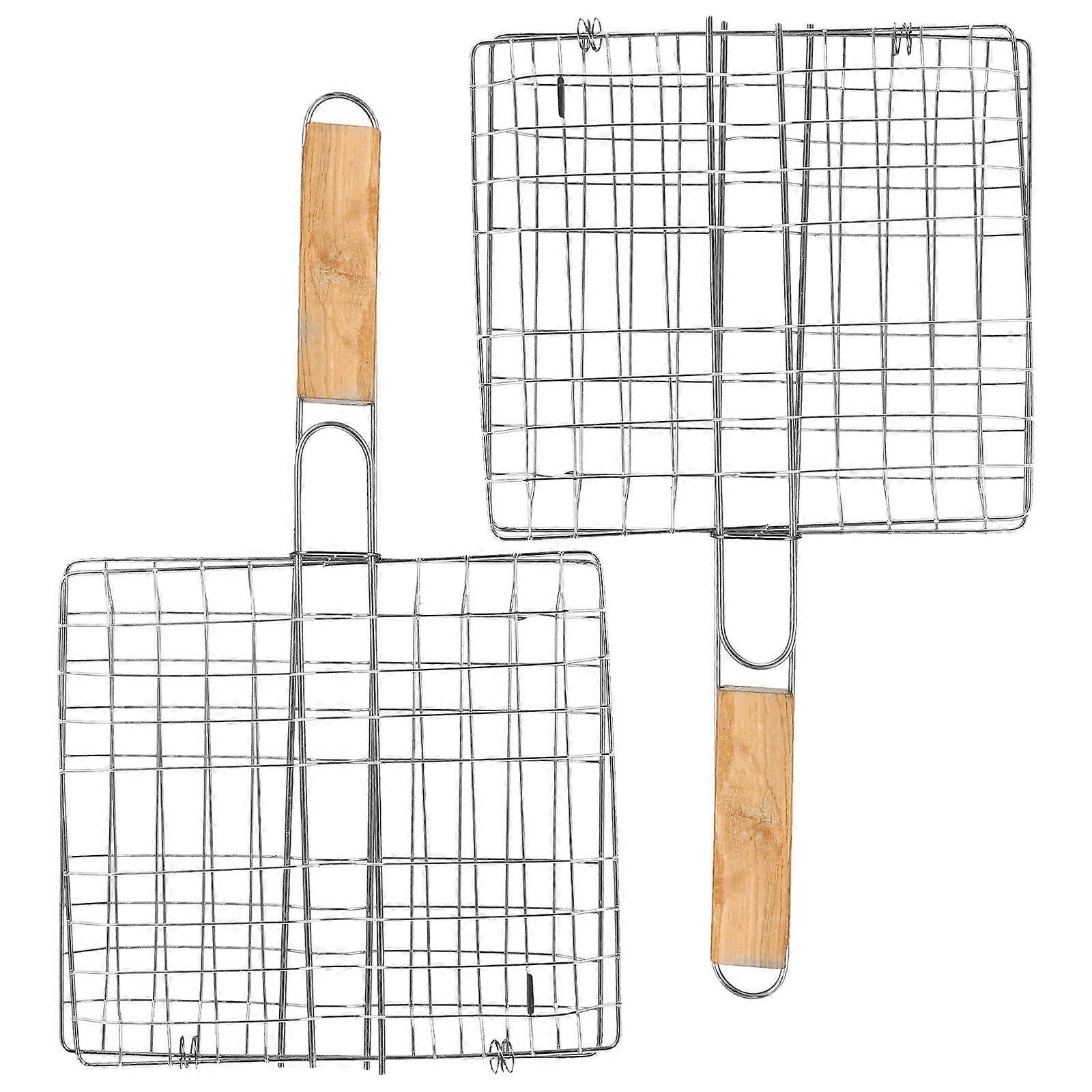 Barbecue Tool Khaki Fish Clip for Grilling Use 4Pcs Pack
