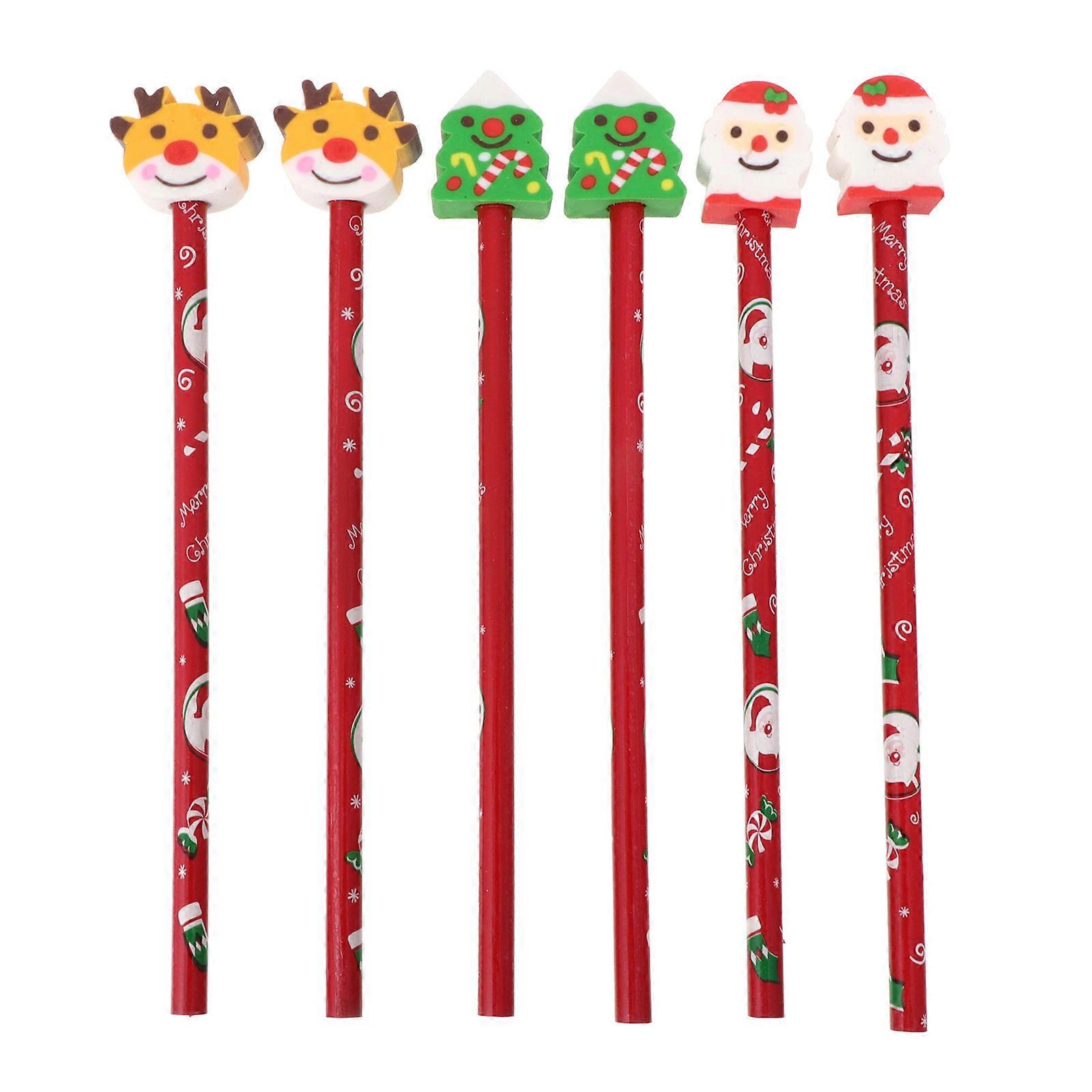 Christmas Series Cartoon Pencil for Writing Use 12Pcs Assorted Color Wooden Pencils