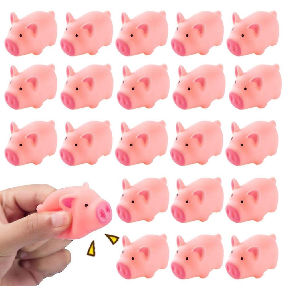 20pcs Miniature Pink Piggy Squeak Toy Figures For Kid Toy Cake Toppers