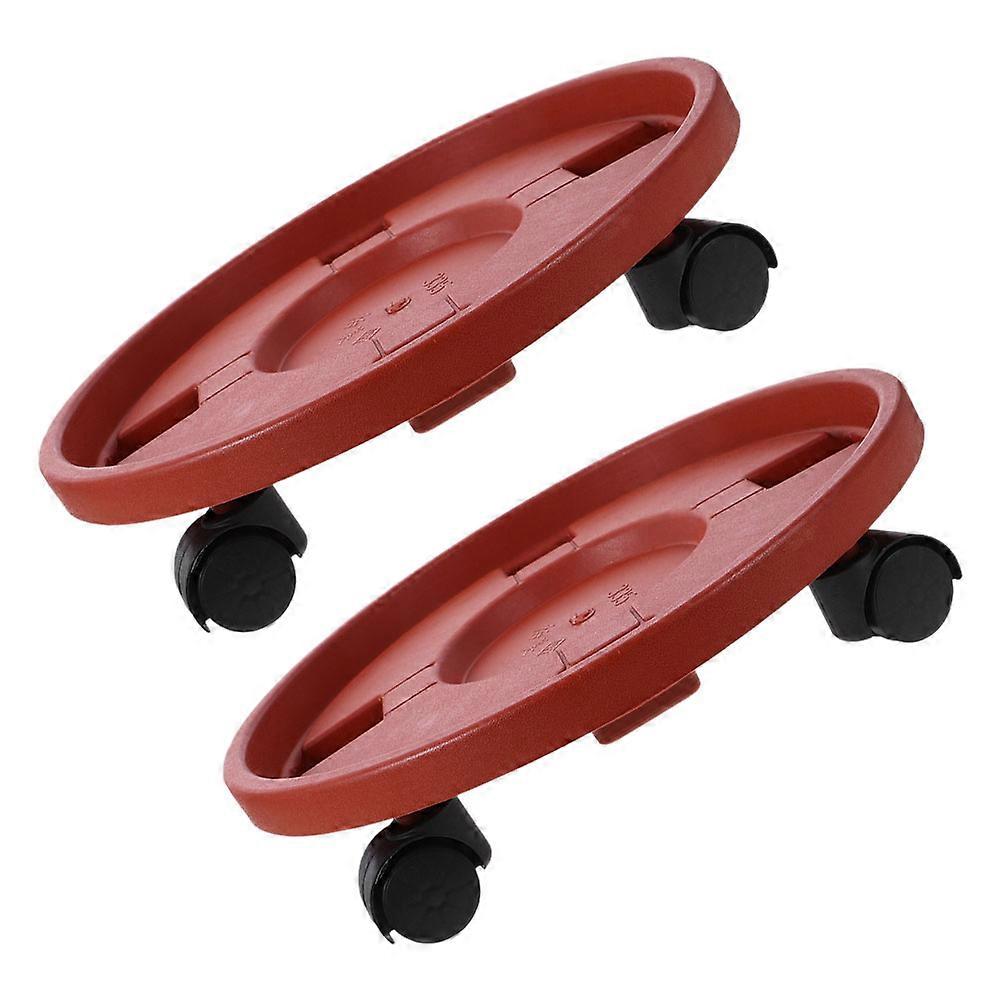 4Pcs Planter Roller Trolley for Smooth Plant Relocation Brown Plastic