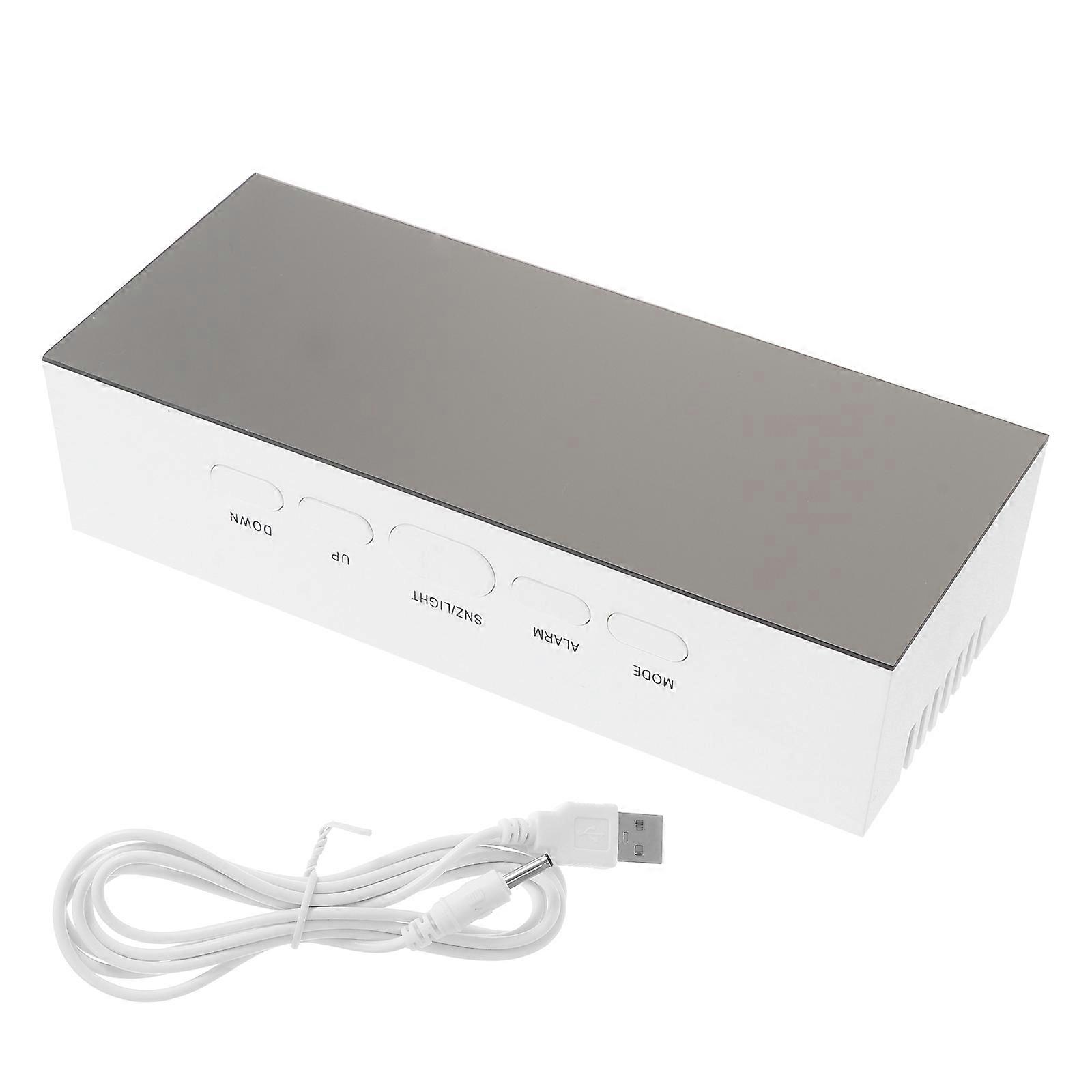 LED Alarm Clock With Brightness Adjustment And Date Display For General Public Suitable For Living Room And Study Room In White Design 2Pcs