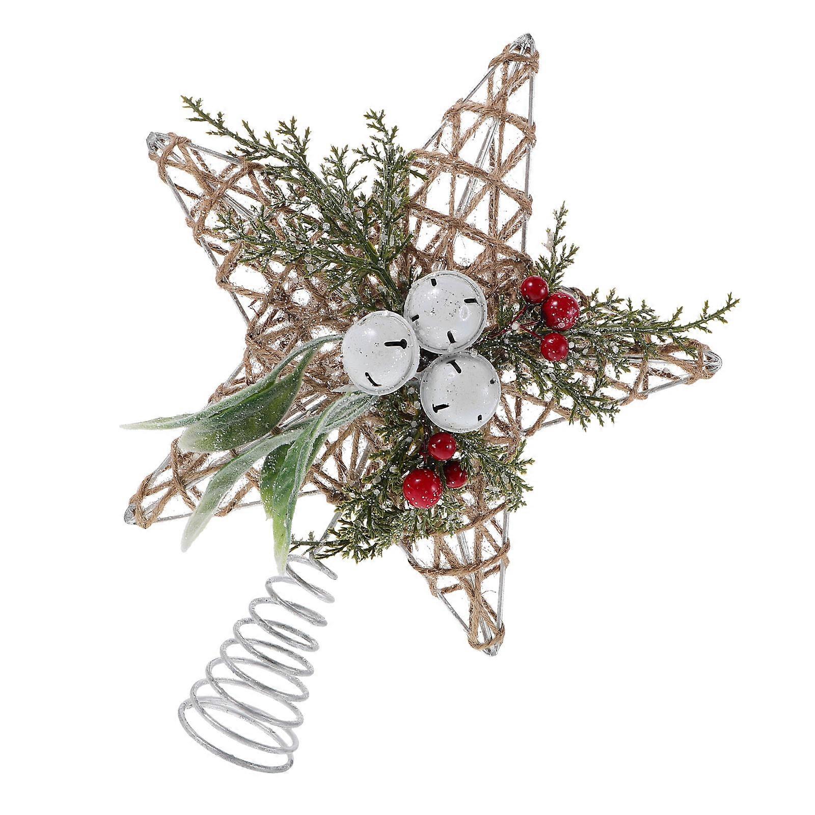 Star Tree Topper Rustic Christmas Tree Topper with Bells for 3Pcs