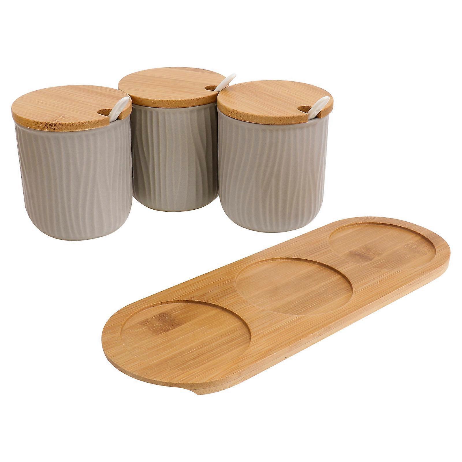 Krydderibønner i keramisk materiale, grå, 9,5 x 28,5 cm, åndbar, 1 sæt