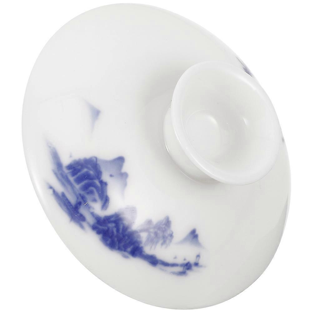 Ceramic Tea Cup Lid Cover Replacement for Teaware Use Blue