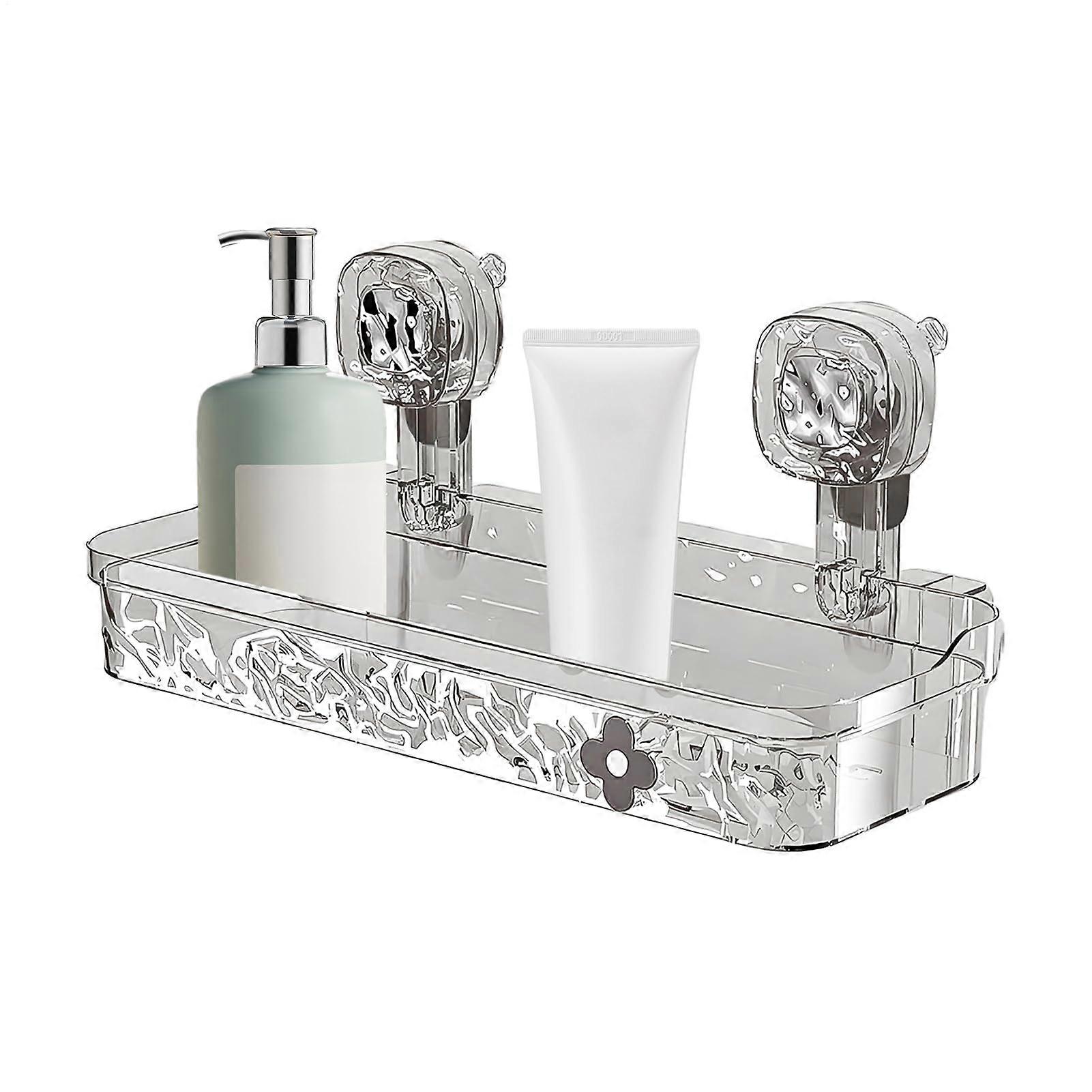 Suction Cup Shower Shelves, Drainage Holes, NoDrill, Soap Holder, Shampoo And Body Wash, Transparent
