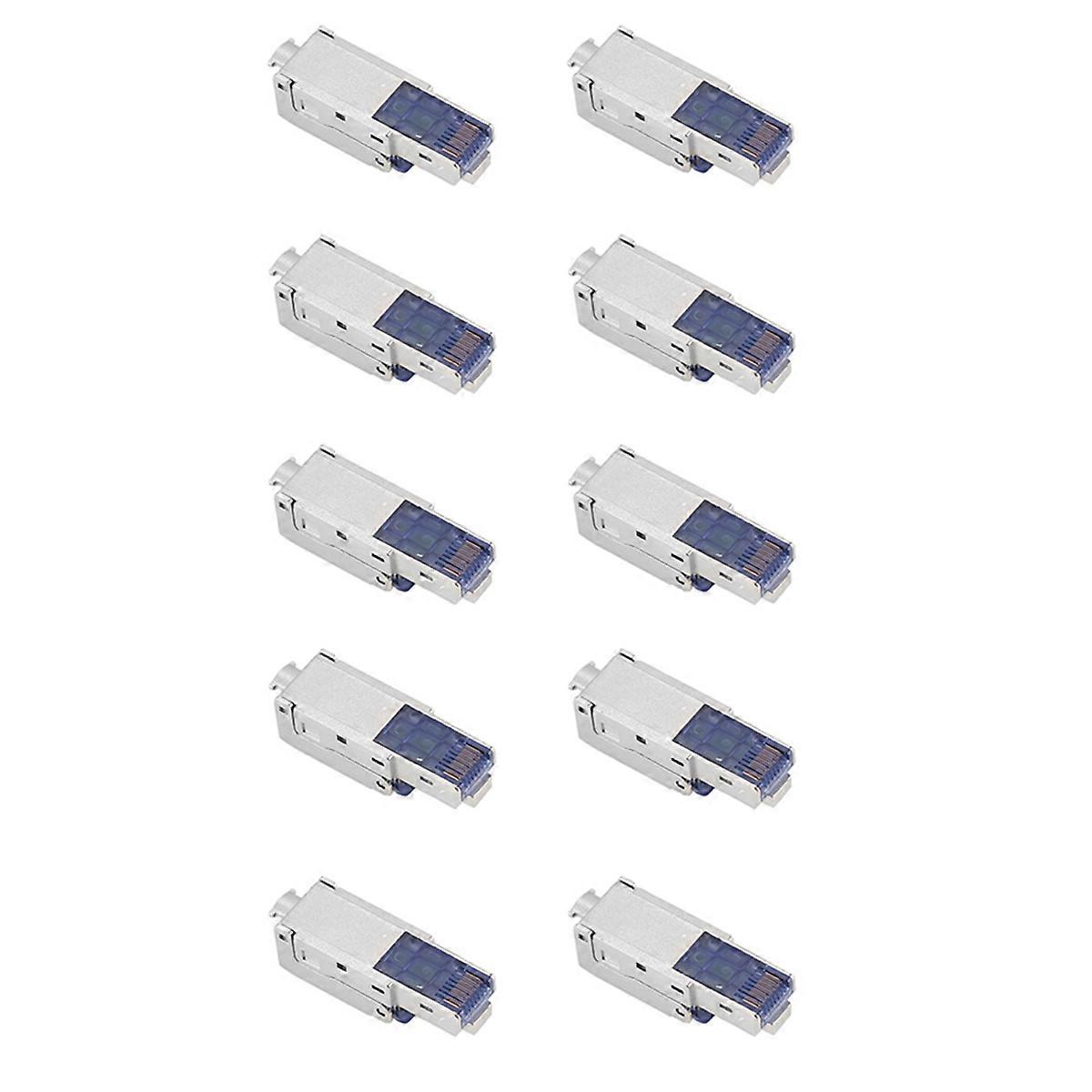 10Pcs CAT8 RJ45 Connector Plug Without Crimping Tool 40Gbps 23/24AWG Zinc Alloy Shielded Network Cable RJ45 Plug B