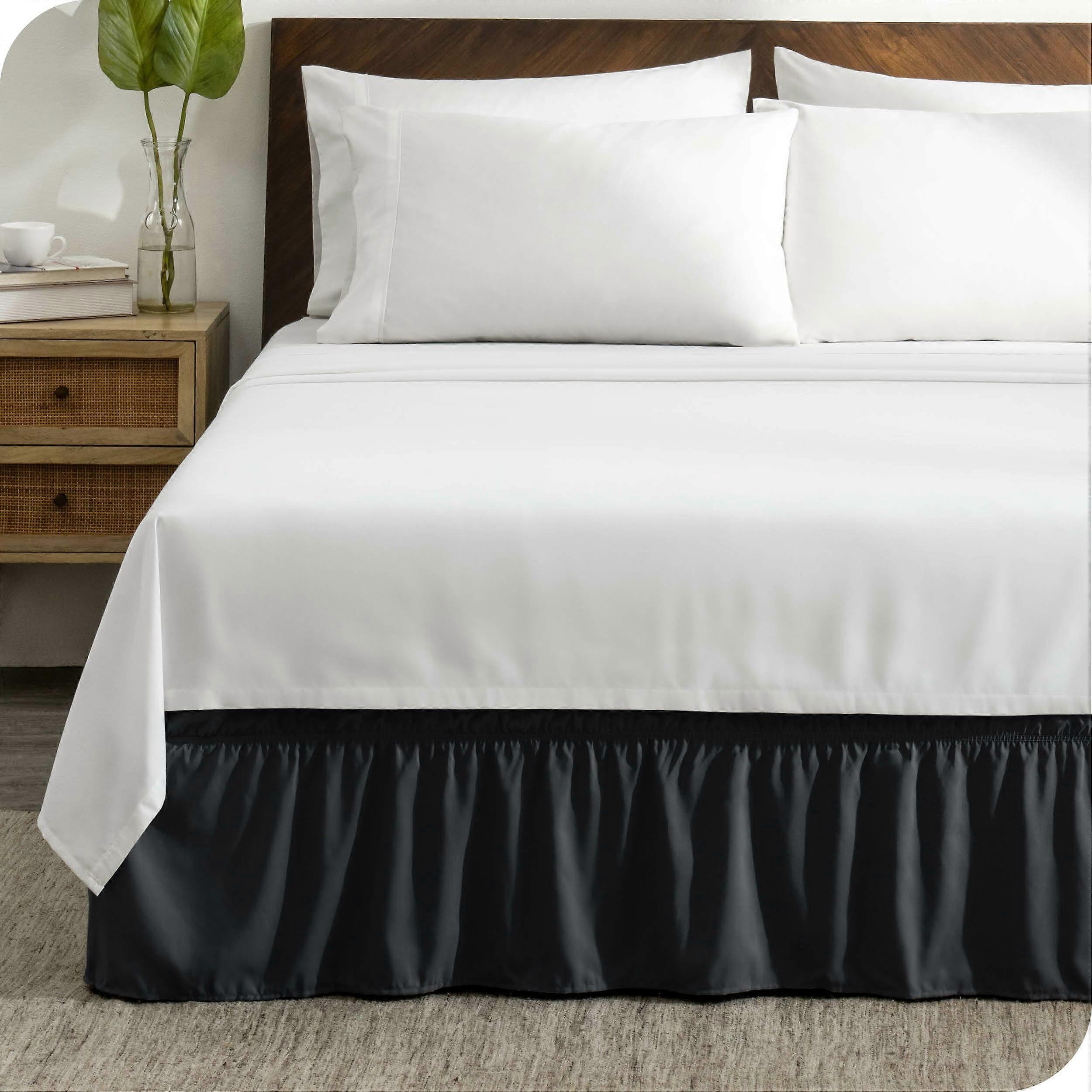 Bare Home Adjustable Wrap Around Bed Skirt King - Black