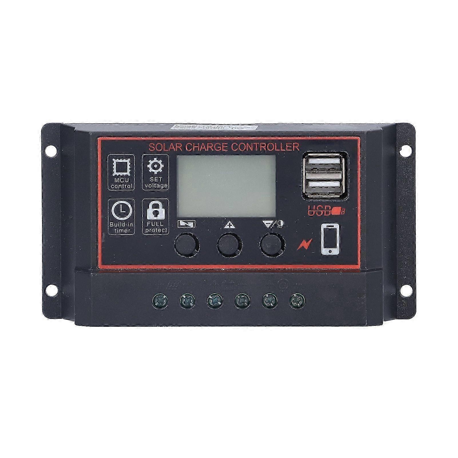 Smart Charge Controller Solar Battery Panel Charging Protection Device with LCD Display 12V/24V30A