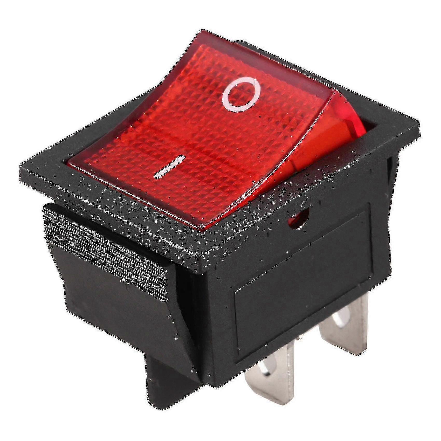 Red Light Illuminated 4 Pin DPST ON/OFF Snap in Rocker Switch 16A 20A 250V AC