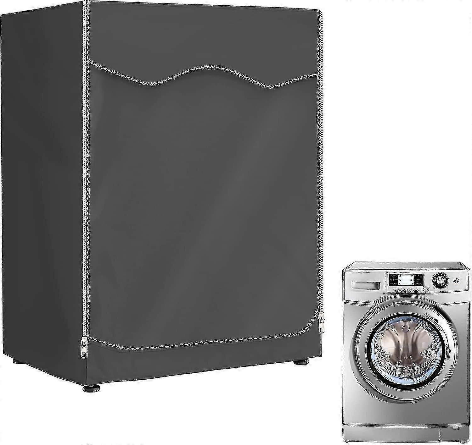 屋外洗濯機と乾燥機カバー、前面開口部付き防水洗濯機カバー(黒、60 x 60 x 85 cm)L-HYJ