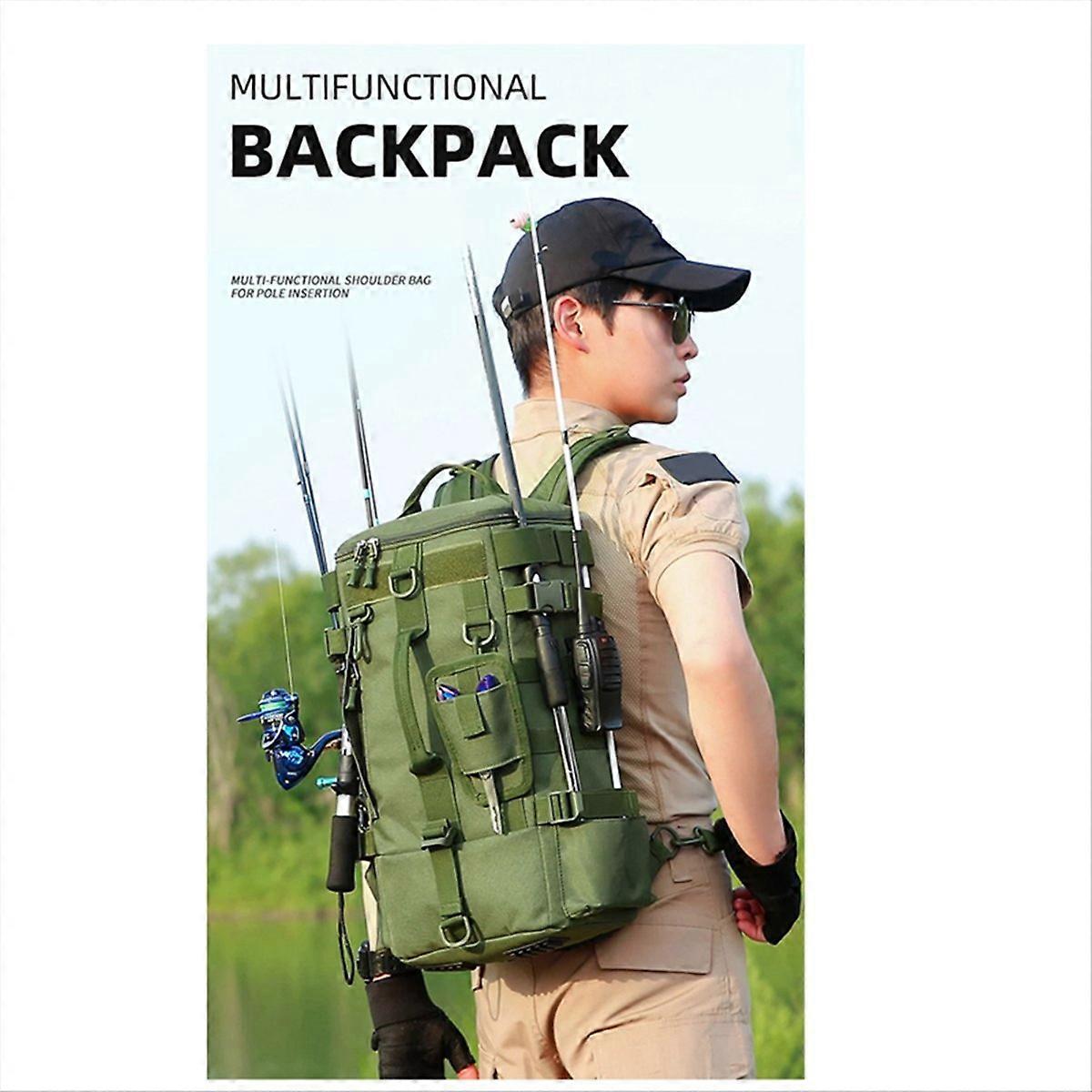 釣り用具収納バックパック アウトドア ハイキング 釣り キャンプバッグ B