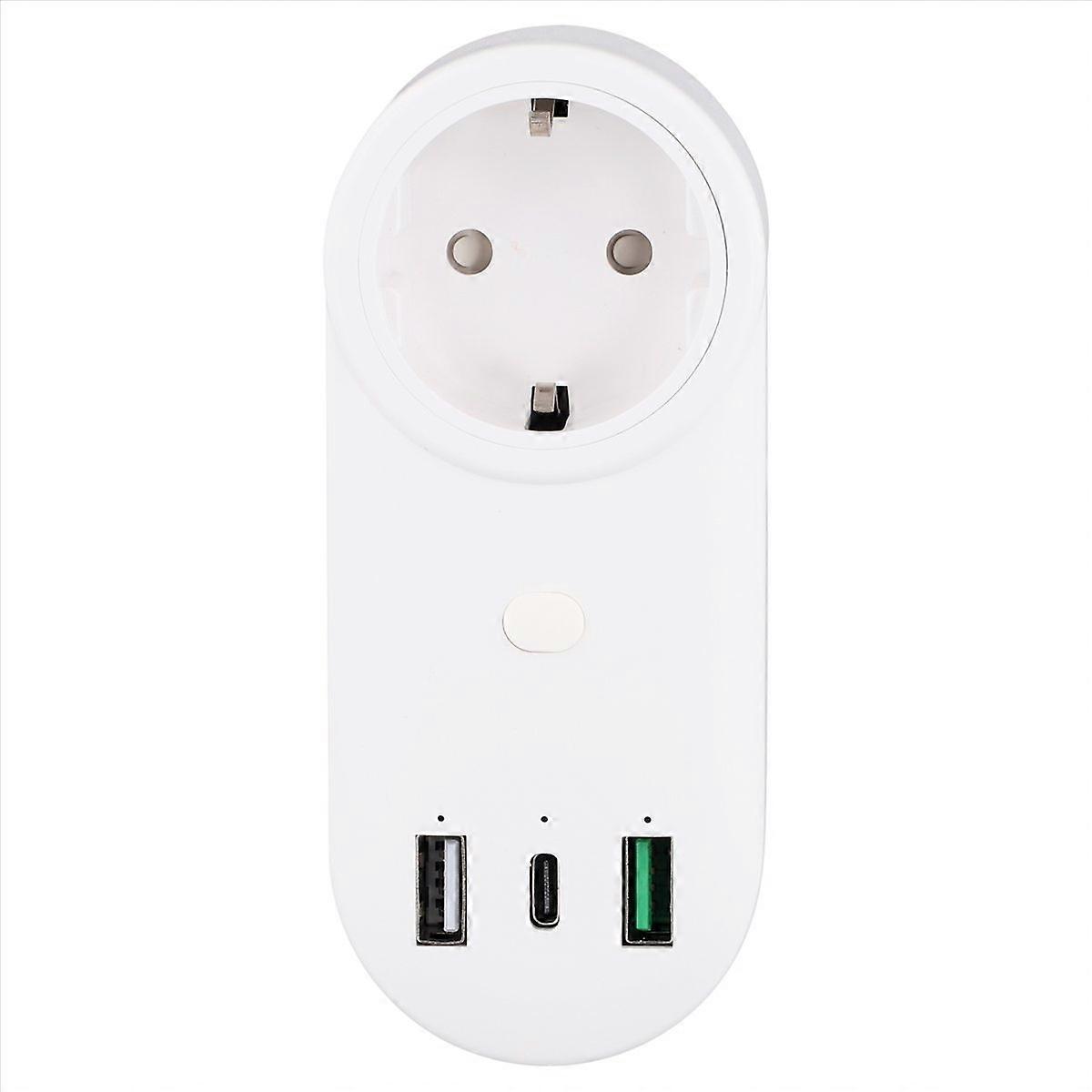 Smart Socket WiFi Plug 16A 2-Hole USB+Type-C EU Plug