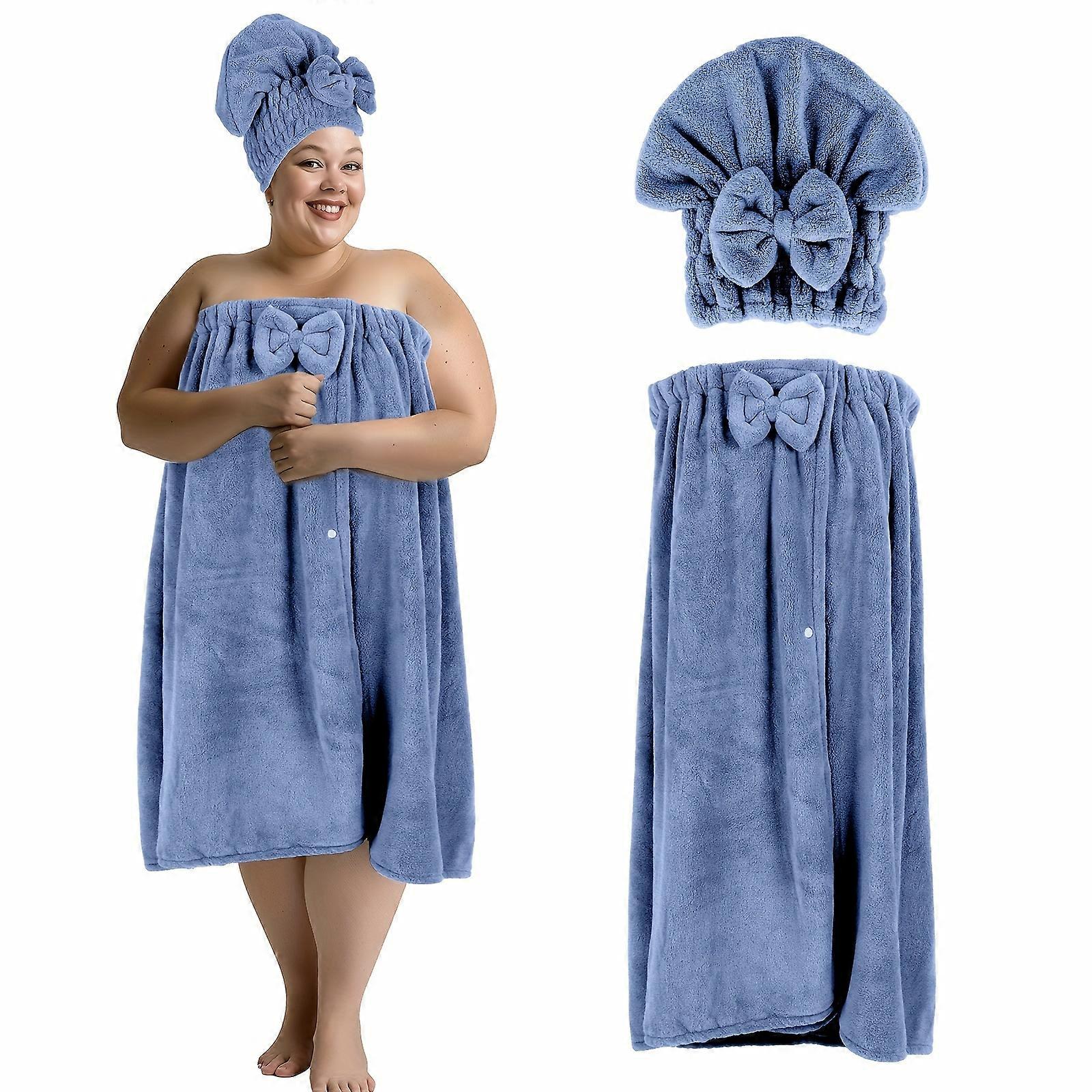 2-piece Set 80*215cm 350g/m2 Large Size Bathrobe + with Adjustable Hood Suitable for XXXL-XXXXL Thickened Home