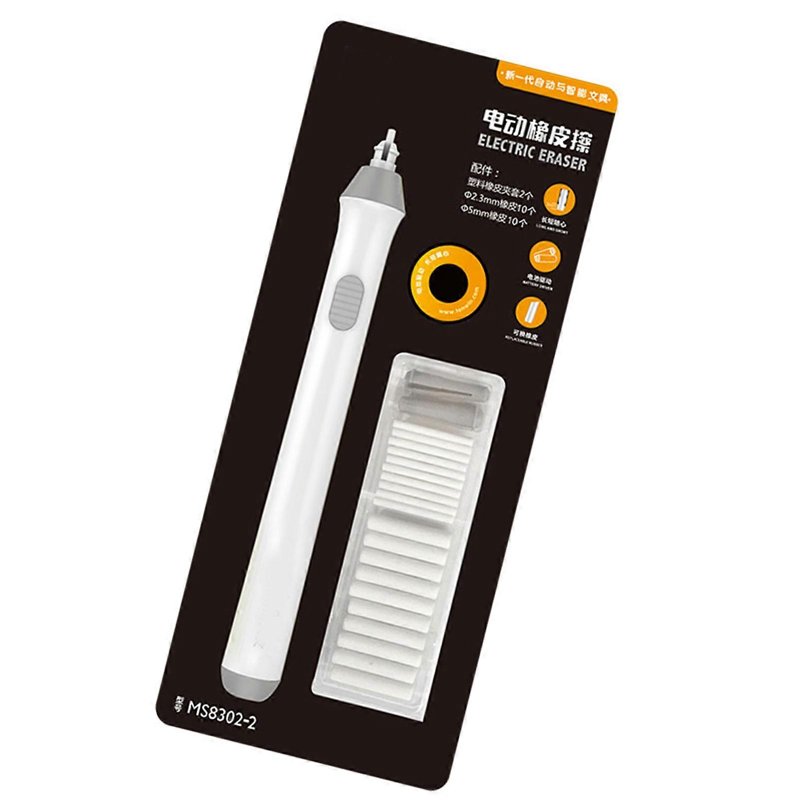 Electric Eraser Kits Battery Operated Pencil Eraser with Replacement Refills for Sketching Drafting Drawing  White