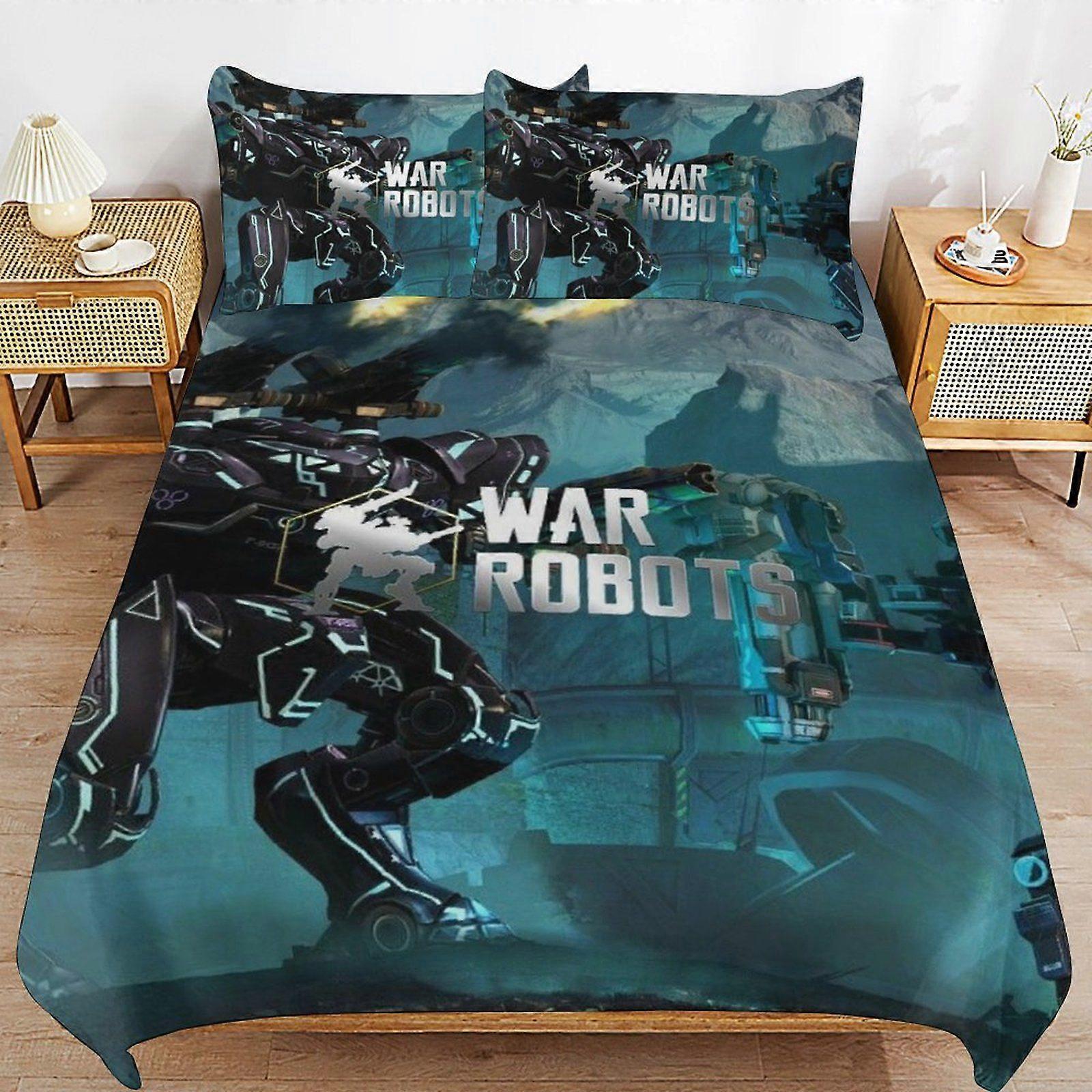 d206 War of the Robots Light Zipper System Durable Surface Breathable Fabric Sleep Fit Duvet Cover Sets Everyday b206