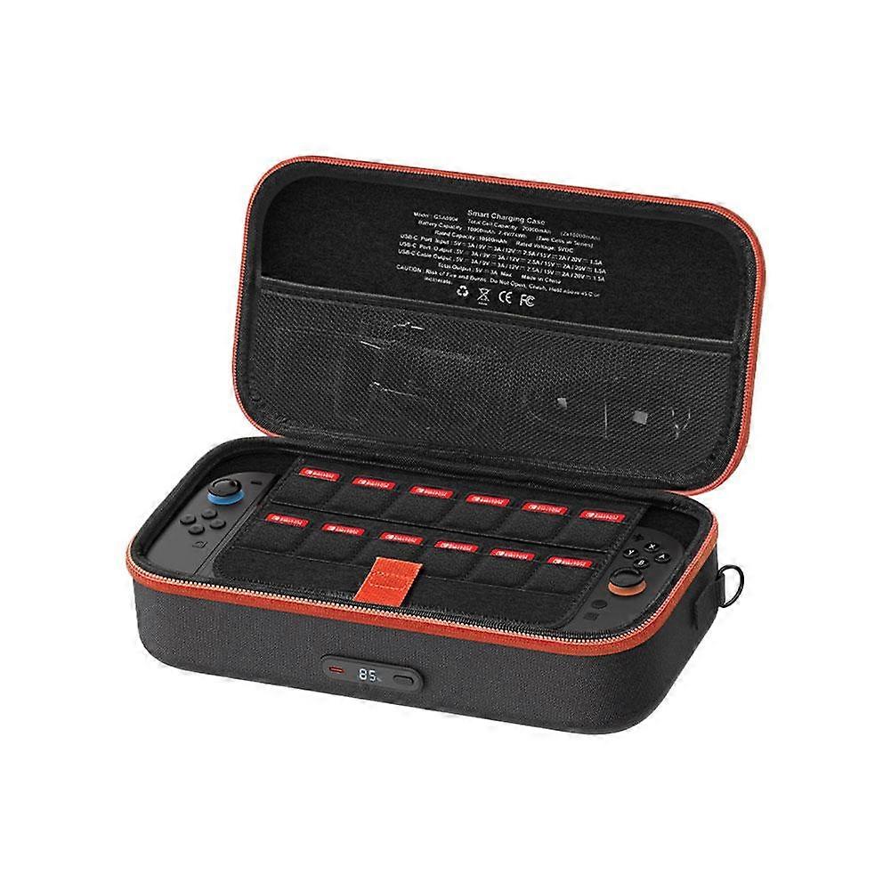 All-in-One Magnetic Charging Case for  with 20000mAh Power Bank 30W Fast Charging 12 Game Card Slots Protective EVA Hard Shell Organizer