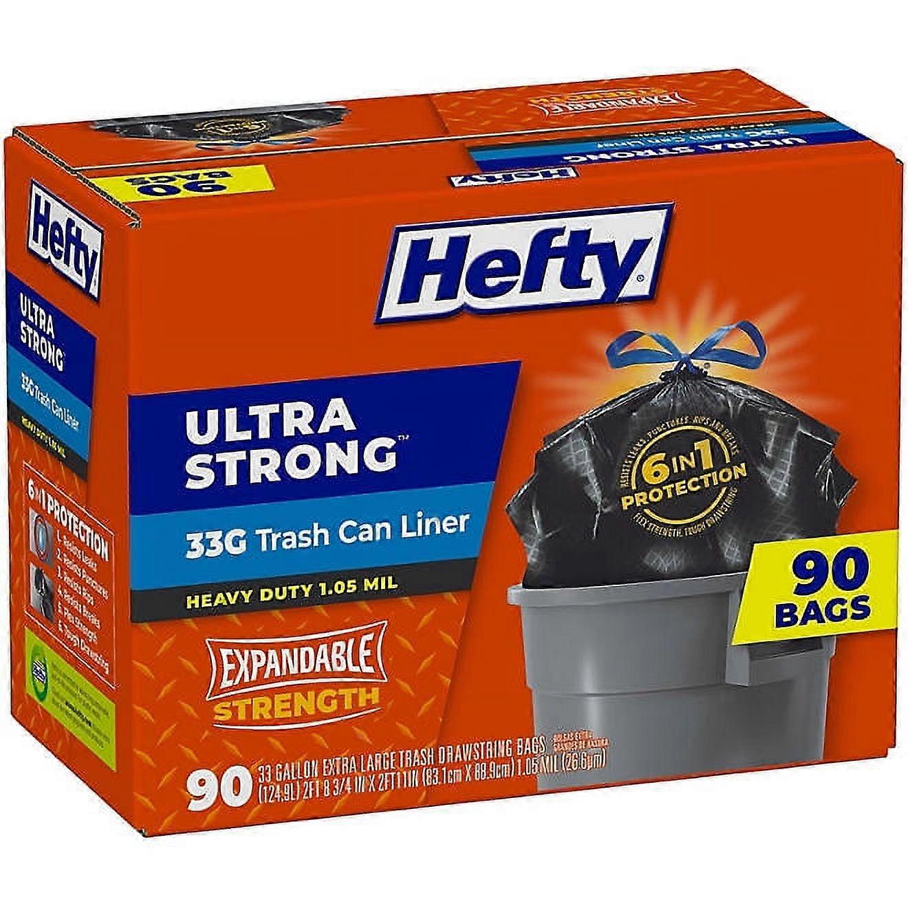 Ultra Strong Drawstring Trash Bags, Unscented 33 gal., 90 ct.