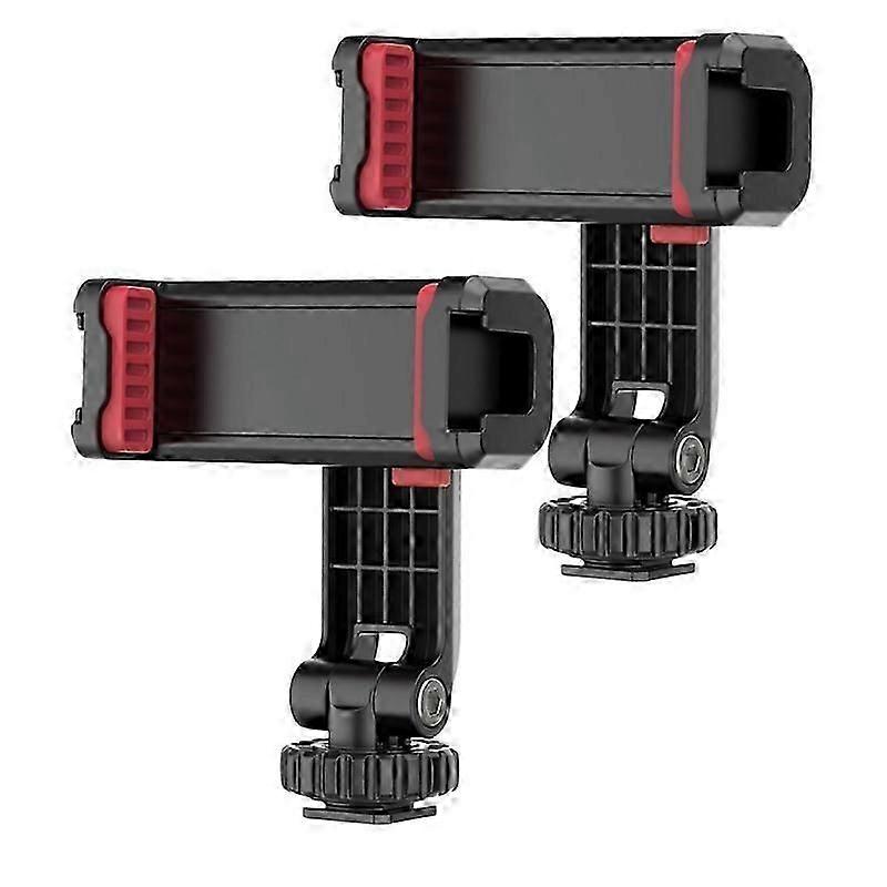 2Pcs Multi-functional Phone Holder Clamp Phone Tripod Mount 360 Rotatable With Dual Cold Shoe Mounts For Phone Video Recording