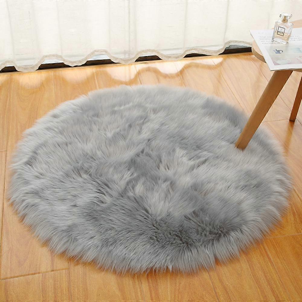 Long Plush Artificial Wool Rug 30/50/70cm Chair Mat Warm Plush Round Carpet  Seat