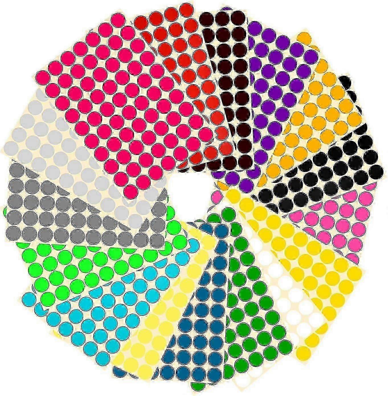 Color Coding Round Dot Stickers 19mm, 16 Sheets Multicolor Labels for Office Home School Organization (16 Colors)