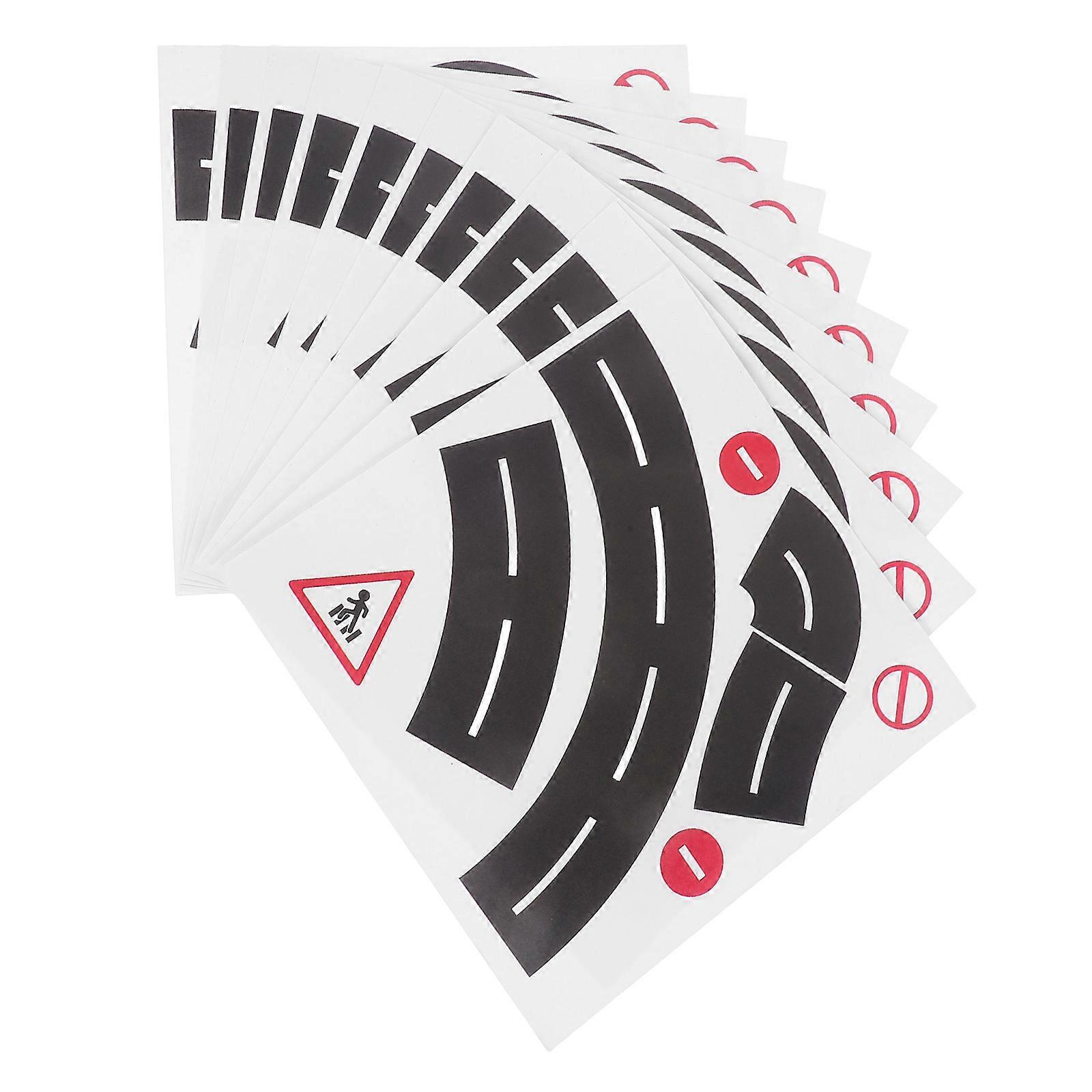 Children's Curve Road Stickers for DIY 10Sets Fun Traffic Signs Removable for Home