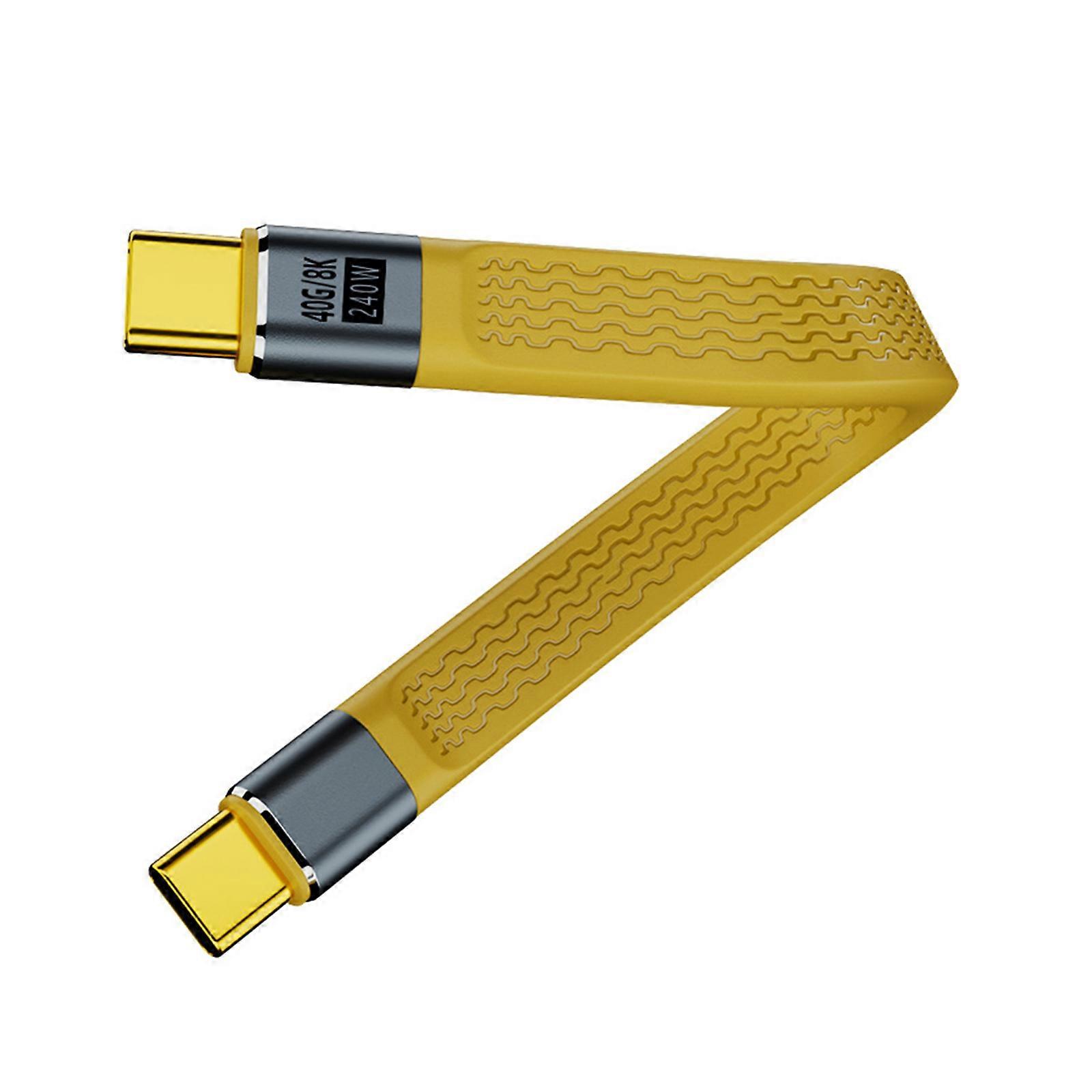 USB4 Flexible Cable 240W Power Delivery 40Gbps 8K Resolution Support Soft Wire Aluminum Construction for Device  Yellow