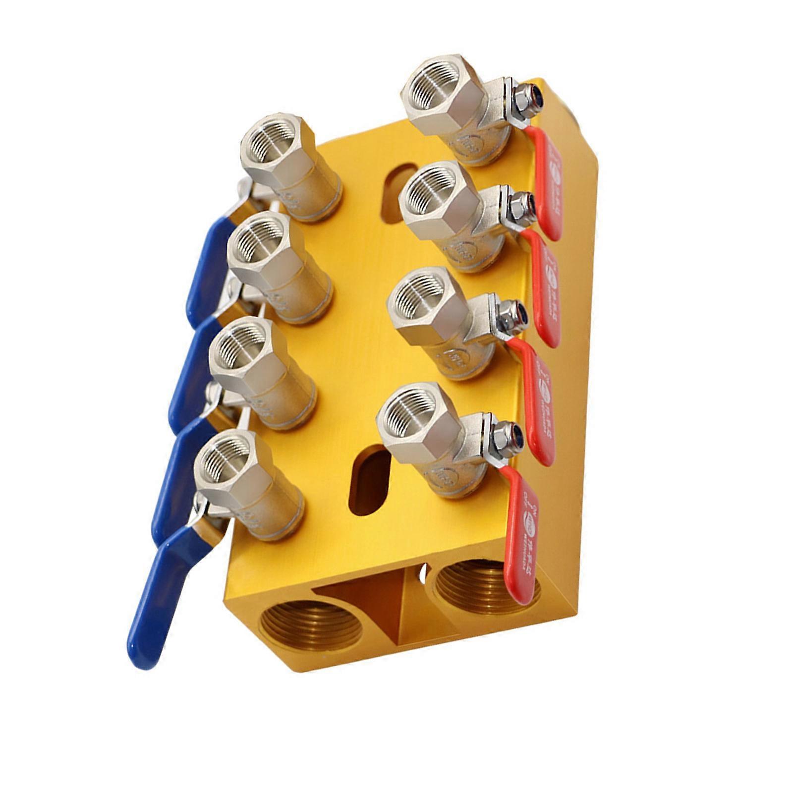 High Pressure Water Flows Meter Water Manifold With 4/5/6/8 Port Handle Control Valves For Die Casting Machinery Multicolor