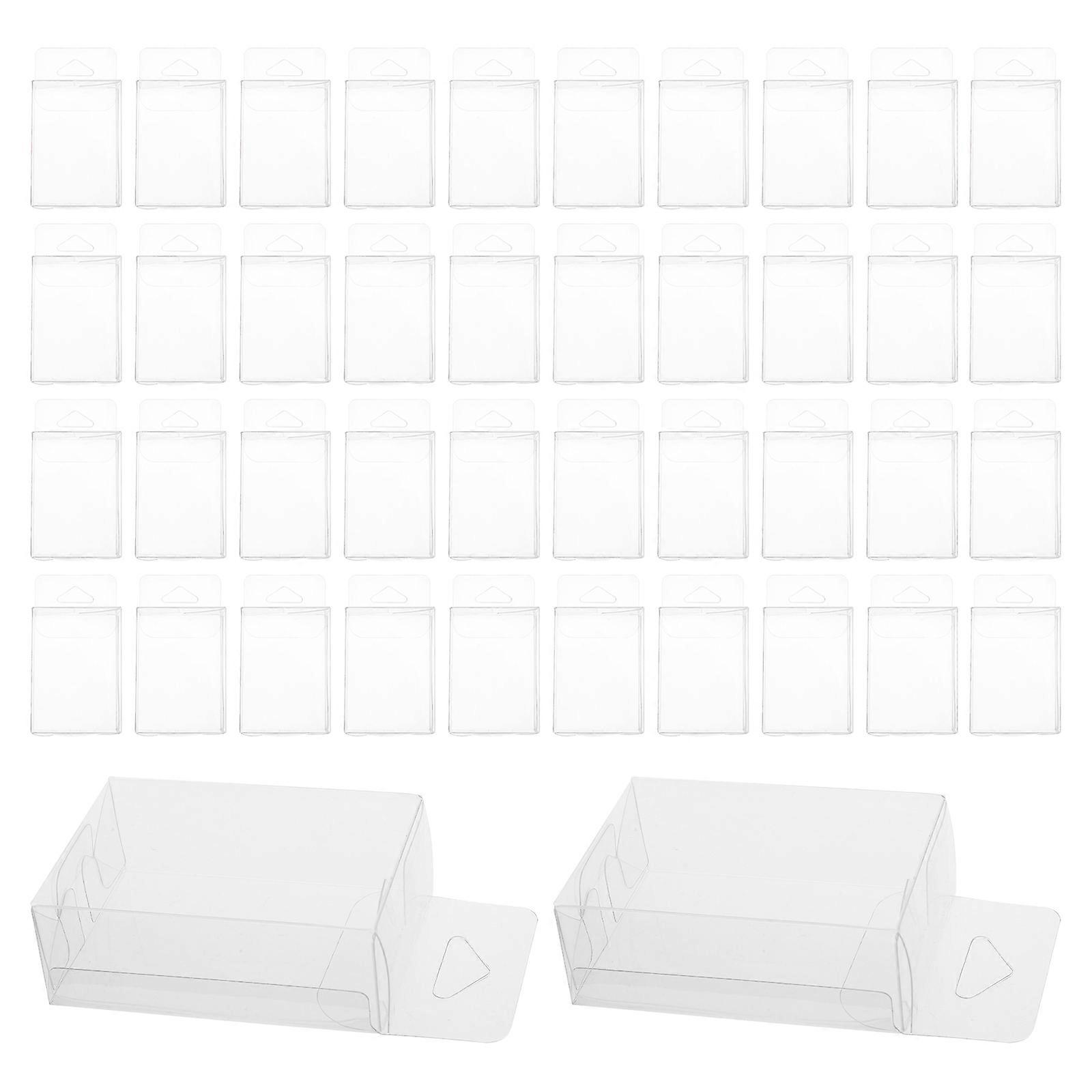 Party Favor Box Transparent Plastic Packaging Box for Food Storage with Hooks Portable Clear Folding Container 50Pcs