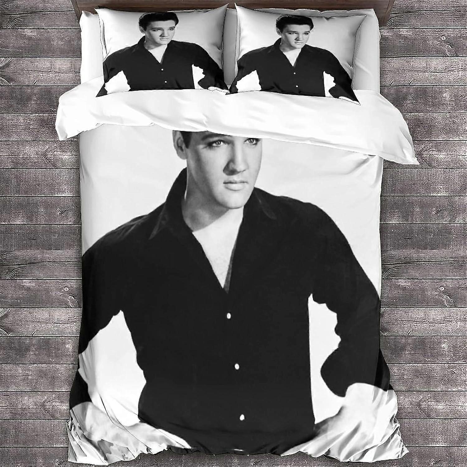 غطاء لحاف إلفيس بريسلي مع أكياس وسائد مجموعة فراش نمط المغني روك أند رول مع سحاب إغلاق غطاء لحاف ستوكات ناعم