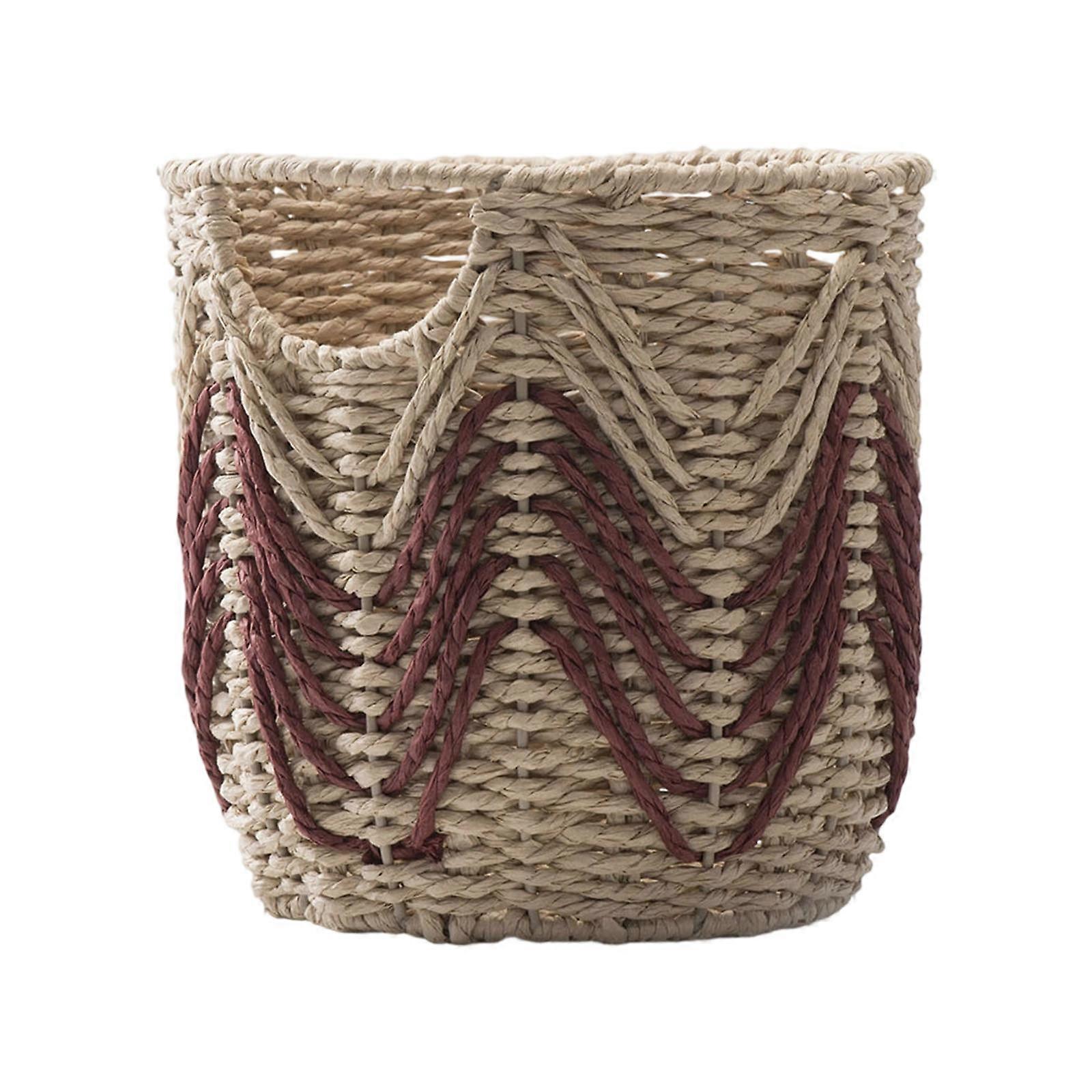 Minimalists Rattan Designs Storage Basket Iron Frame Decorative Organizers For Tidying Space  Red