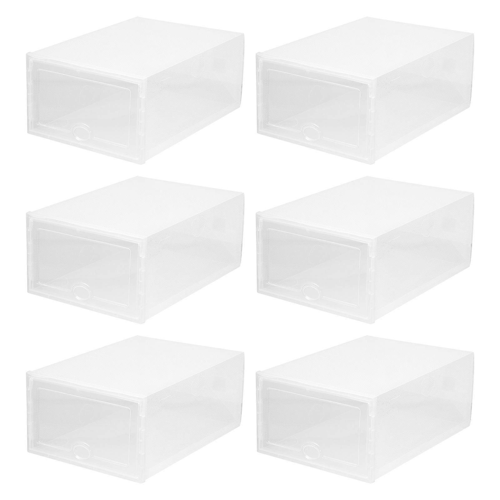 6 Pcs Transparent Plastic Shoe Box Drawer Type Shoes Storage Container