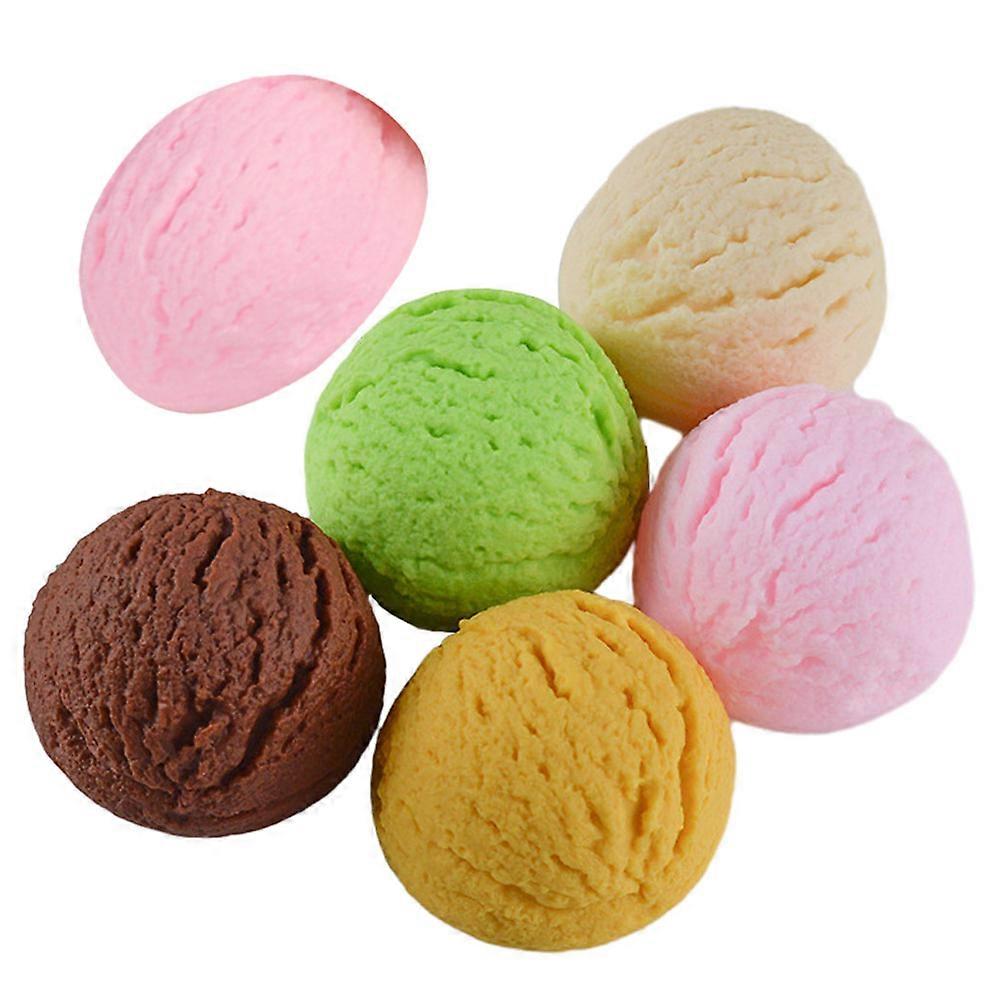 6pcs Artificial Ice Cream Scoops Balls Faux Ice Cream Simulation Desserts Model for Shops