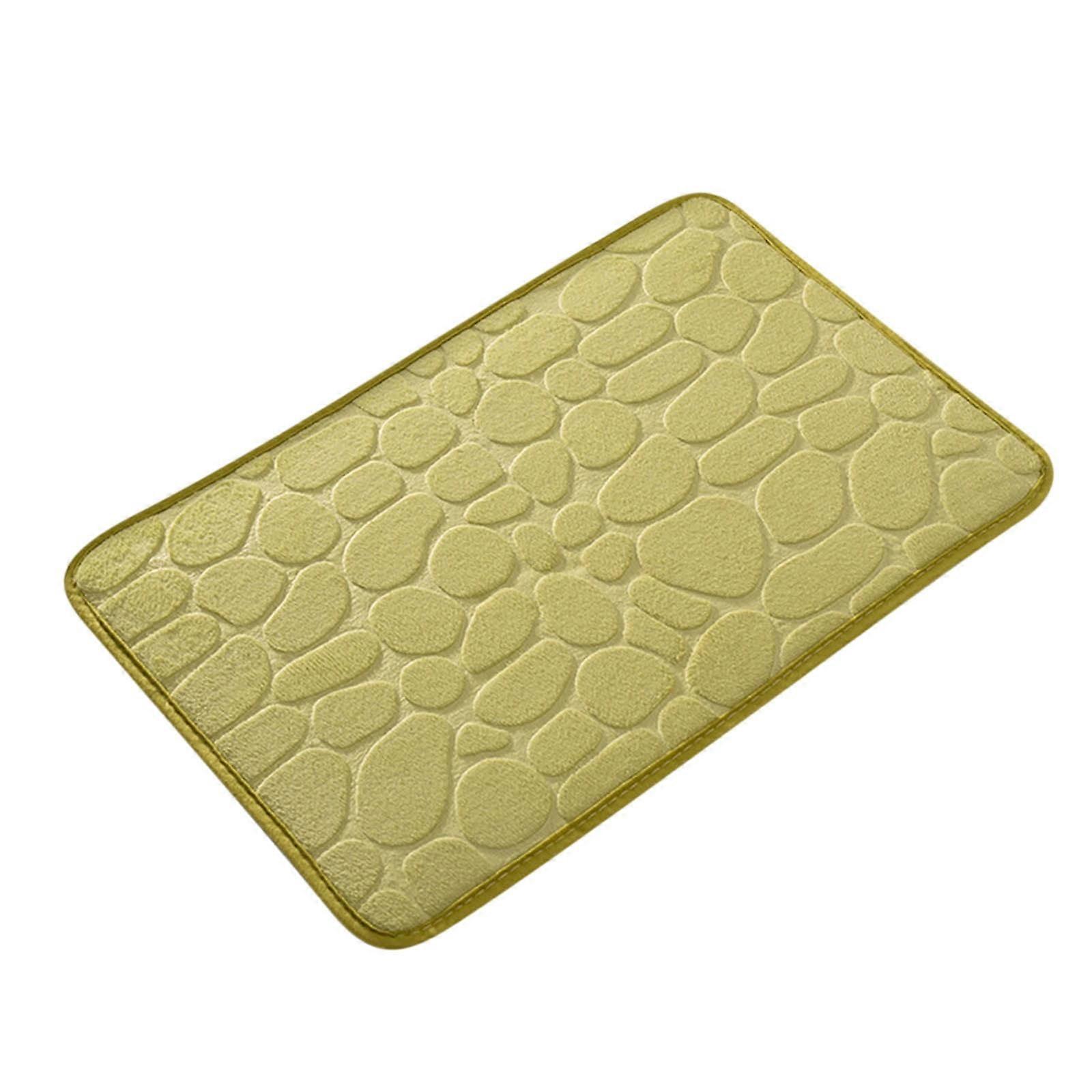 Yhmxh Memory Foam Bath Mat, Soft Stone Embossed, Non-Slip, Super Absorbent, Machine Washable - Compatible with Standard Bathtubs