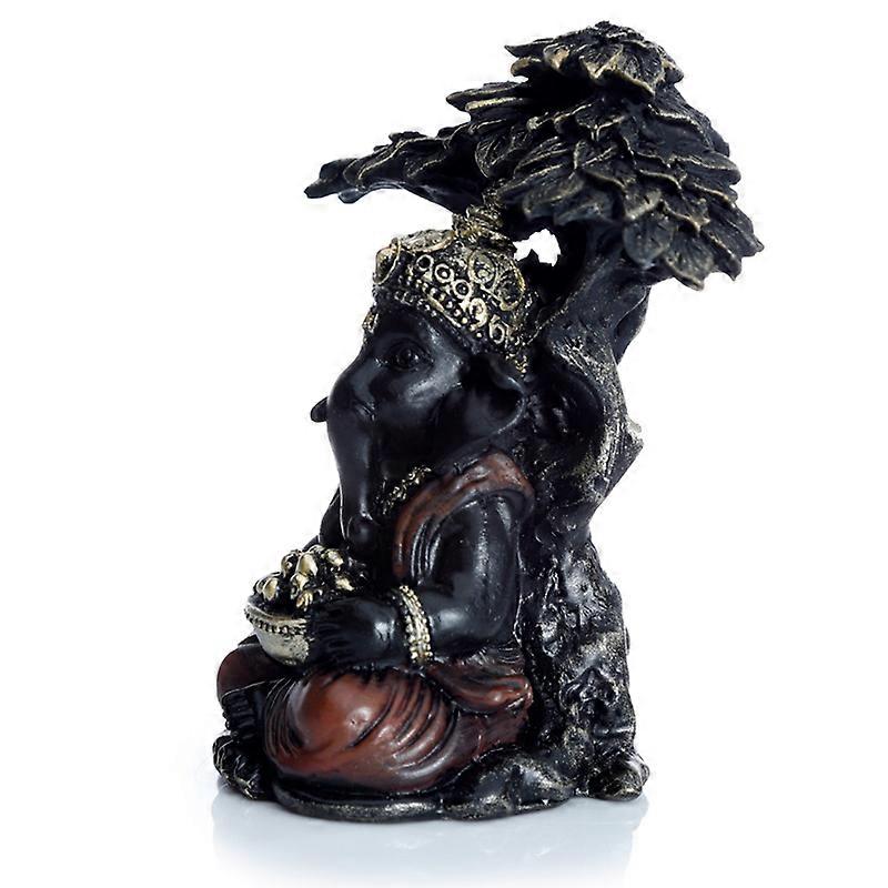 Black and Gold Ganesh Sitting Under Tree 1 Pack