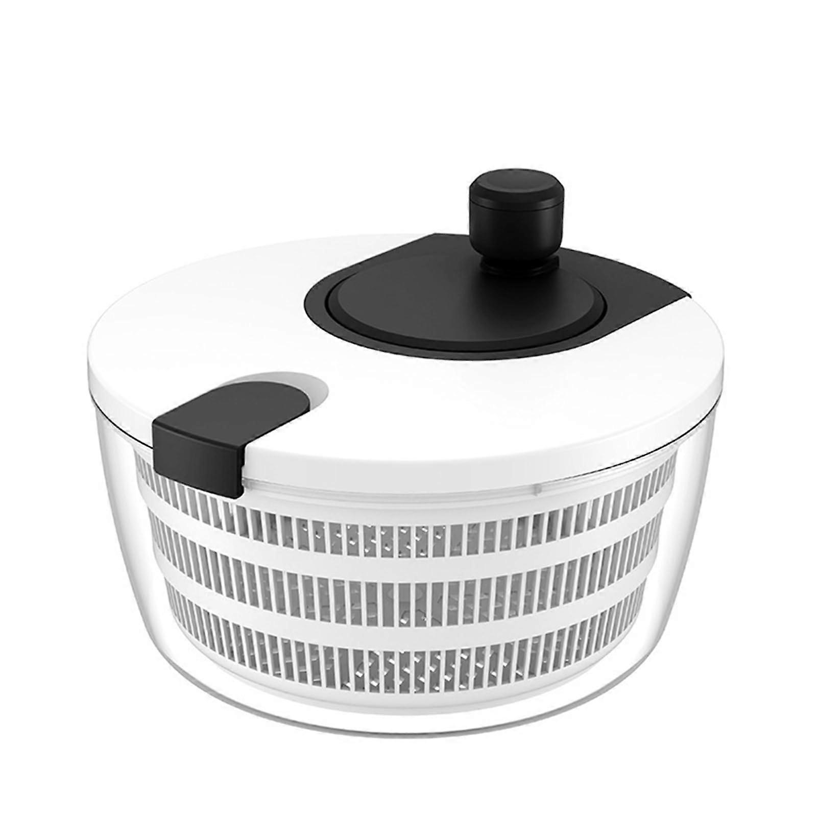 Large Capacity Salad Spinner with Ergonomic Crank Handle for Fast Moisture Removal – White