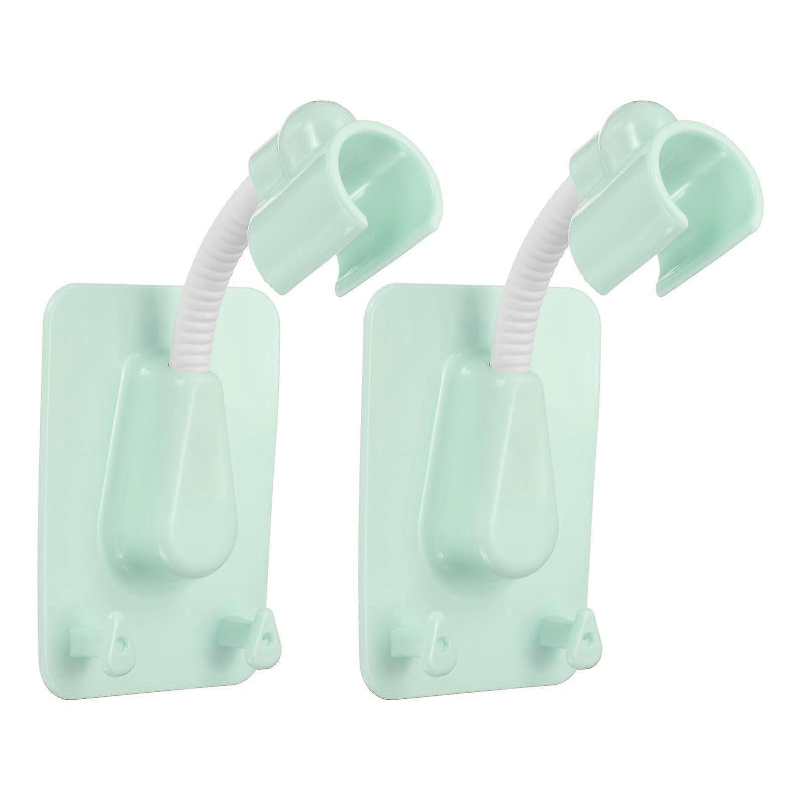 2 Pack Adjustable Shower Head Holder with Strong Adhesive, No Drilling Wall Mount for Handheld Shower Wand, Green