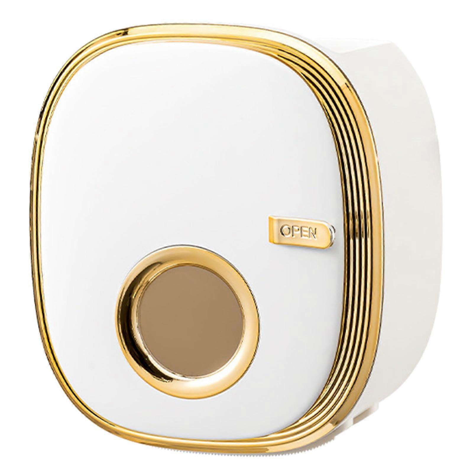 Wall Mounted Tissue Dispenser with BuiltIn Storage Box DoubleLayer Bathroom Organizer Gold