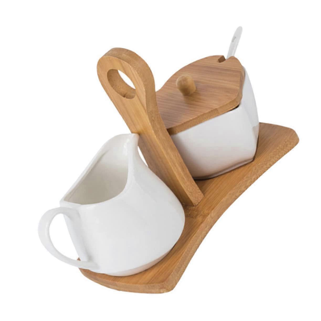 Ceramic Kitchen Storage Containers Set with Stable AntiSlip Tray and Elegant Minimalist Design