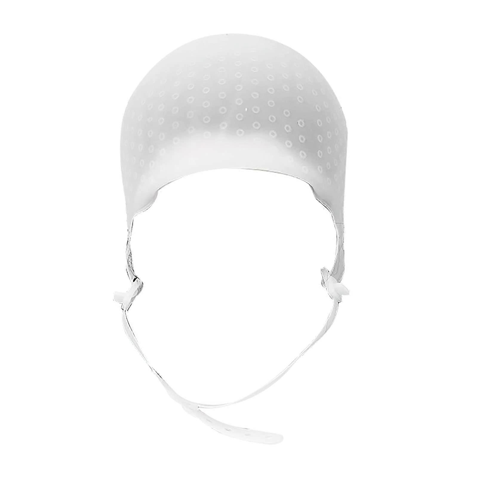 Hair Highlighting Cap Silicone Reusable with Hook Adjustable Strap for Salon and Home Use White