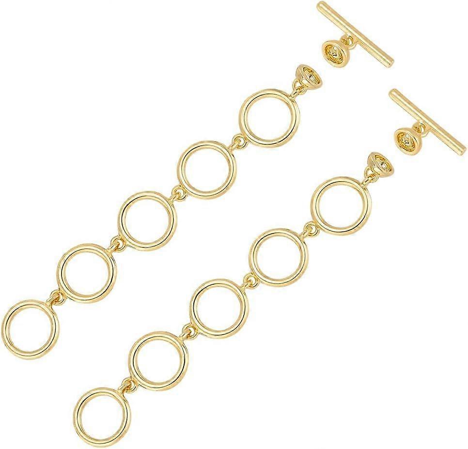 Brass Toggle Clasps with Jump Rings 5 Round Rings T-Bar Closure Adjustable Clasps for Necklaces Bracelets DIY Jewellery Making Golden