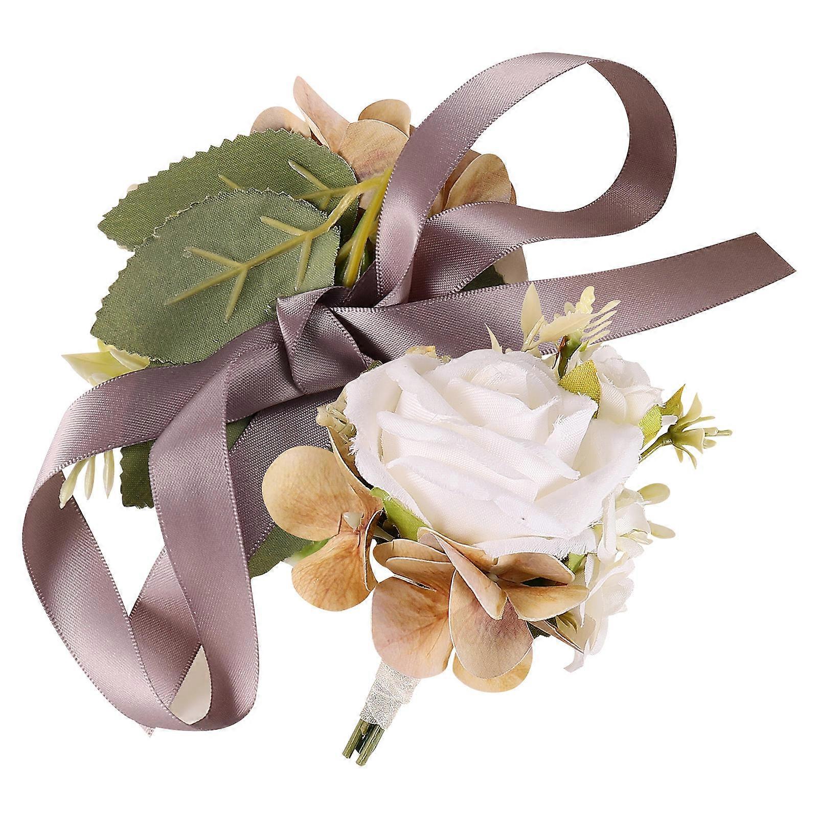Corsage and Boutonniere Set for Wedding Use 4Sets Artificial Wrist Flower Kit