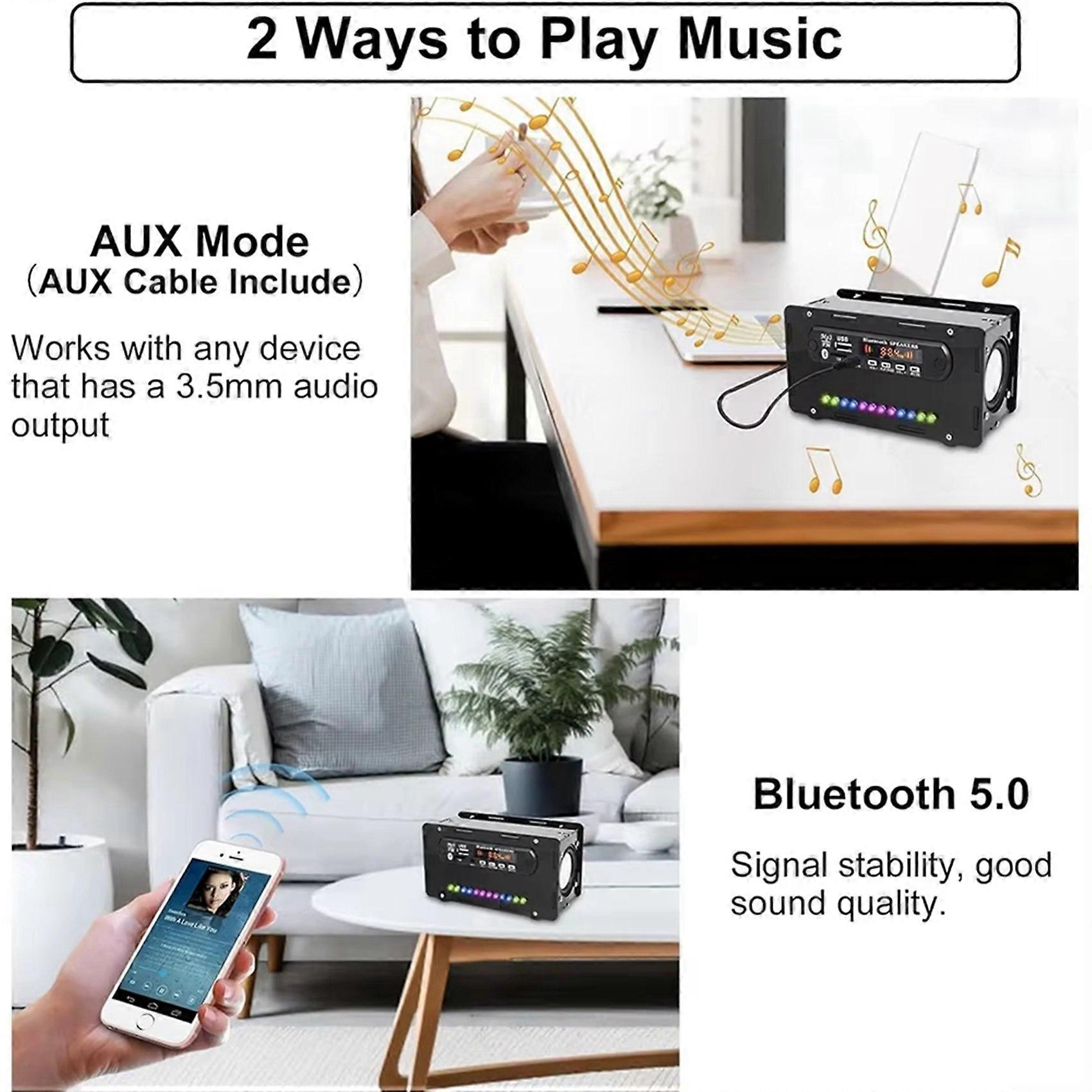 4X DIY Bluetooth Speaker Kit LED FM Radio USB Home Sound Amplifier with Digital Display Soldering Project Practice