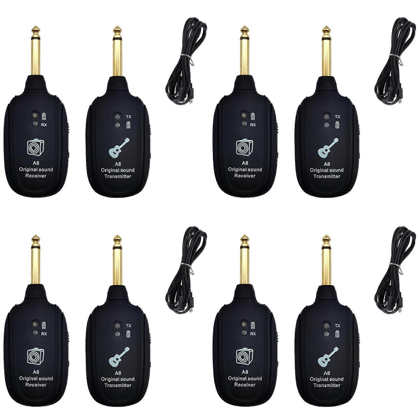 4X Portable Guitar Wireless Transmitter&Amp Receiver Transmission Audio Wireless System Built-in Battery