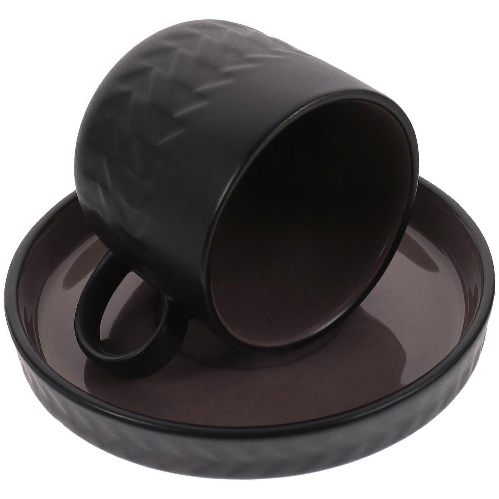 Ceramic Coffee Cup Tea Cup for Home Use 4Sets Retro Style Black