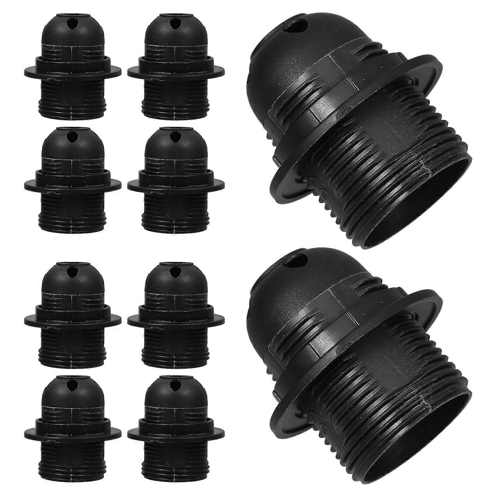 E27 Lamp Holder Socket for Light Bulbs Threaded 10Pcs Black Design